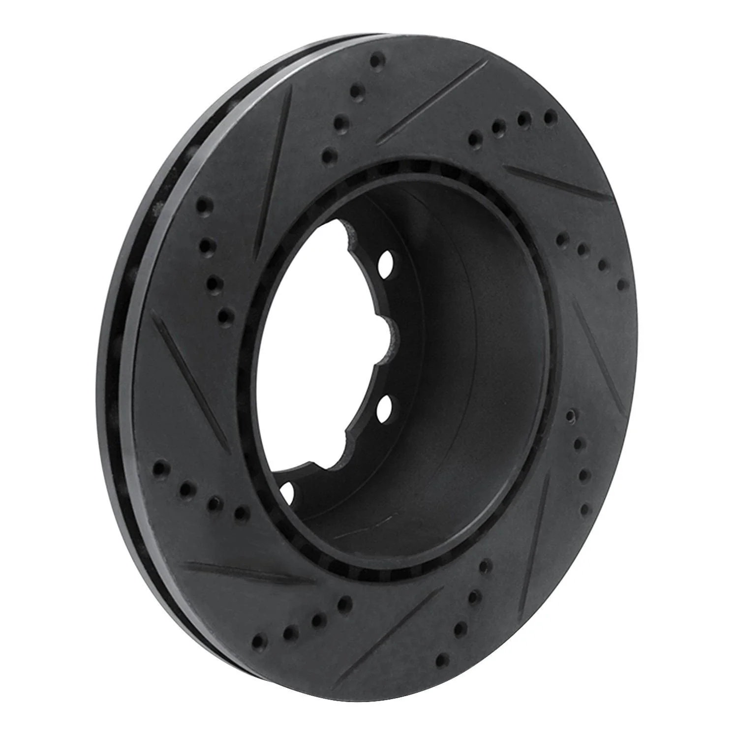 R1 Concepts 06-25 American Coach Patriot Rear Right Drilled & Slotted Black Brake Rotor - Image 2