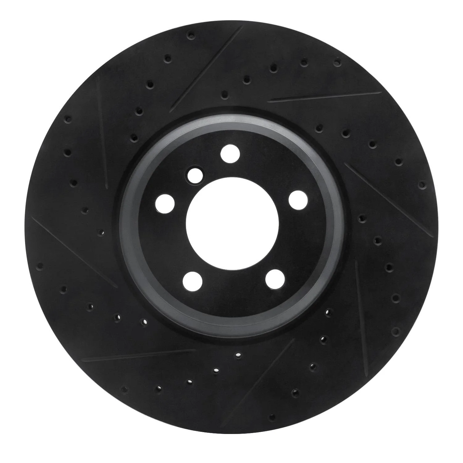 R1 Concepts 07-08 BMW ALPINA B7 Front Left Drilled & Slotted Black Brake Rotor