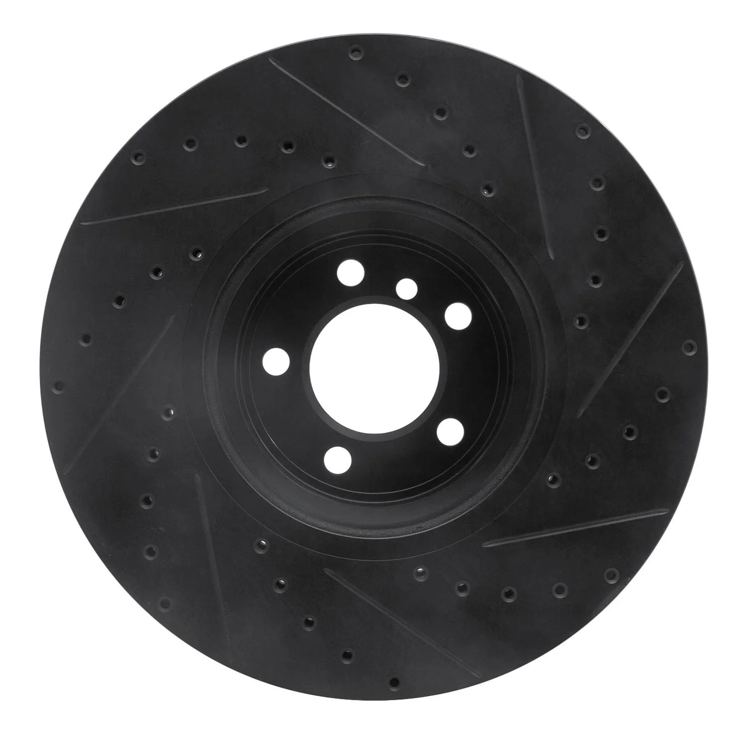 R1 Concepts 07-08 BMW ALPINA B7 Front Left Drilled & Slotted Black Brake Rotor - Image 2