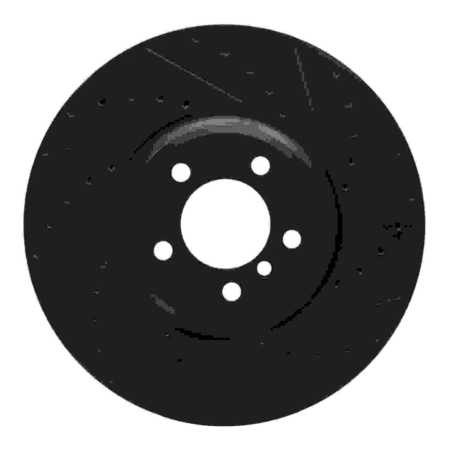R1 Concepts 07-08 BMW ALPINA B7 Front Right Drilled & Slotted Black Brake Rotor