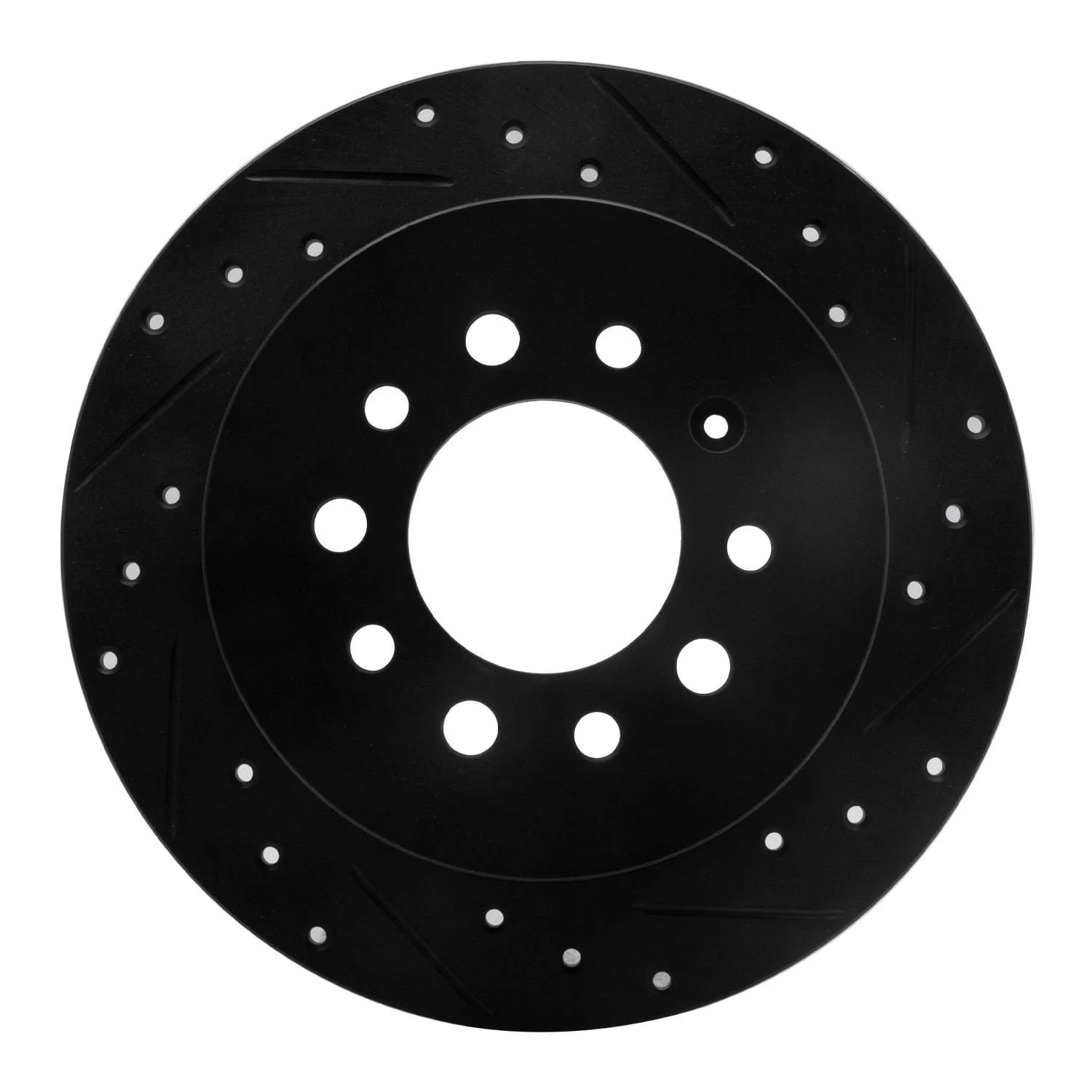 R1 Concepts 07-08 Hyundai Tiburon Rear Right Drilled & Slotted Black Brake Rotor