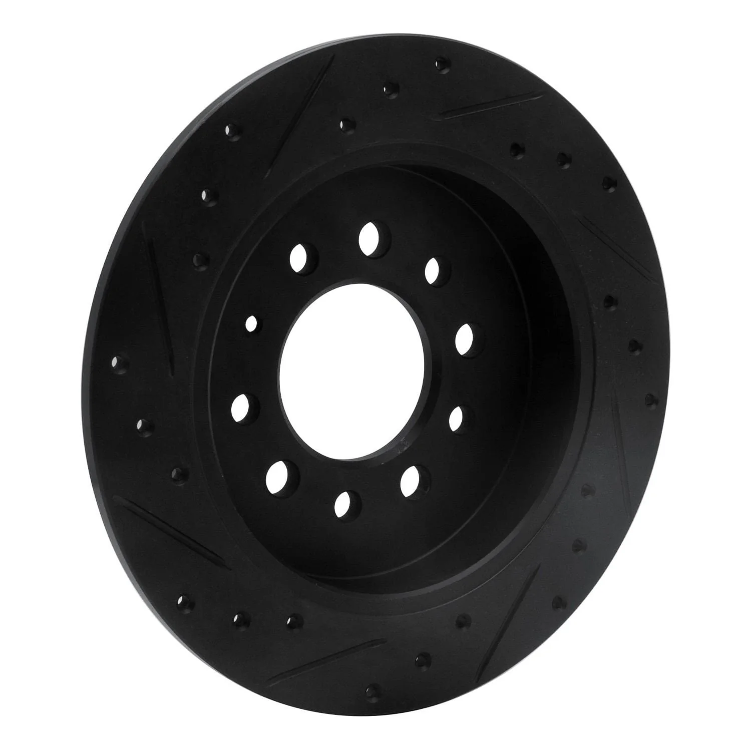 R1 Concepts 07-08 Hyundai Tiburon Rear Right Drilled & Slotted Black Brake Rotor - Image 2