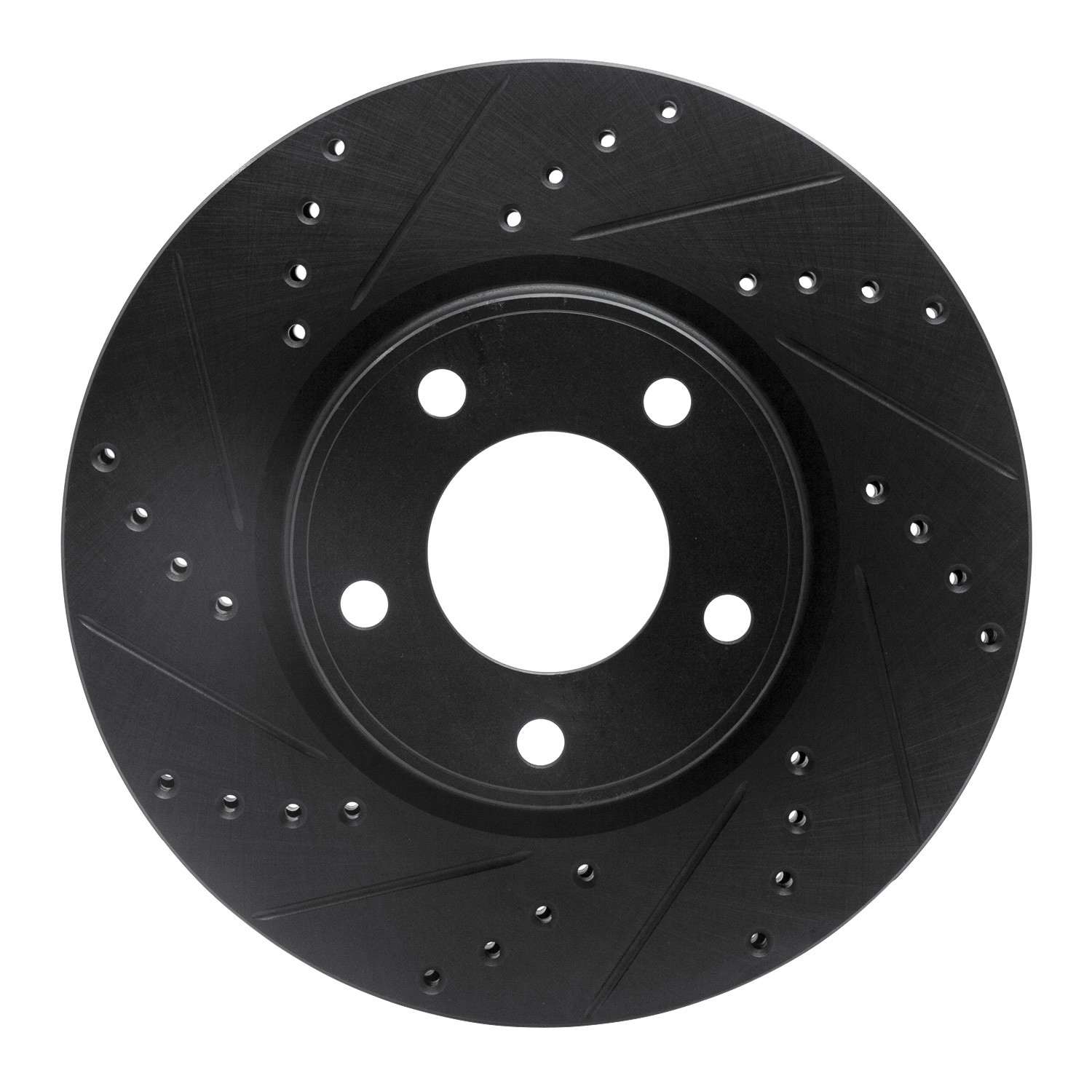 R1 Concepts 07-08 Lincoln Mkx Front Left Drilled & Slotted Black Brake Rotor