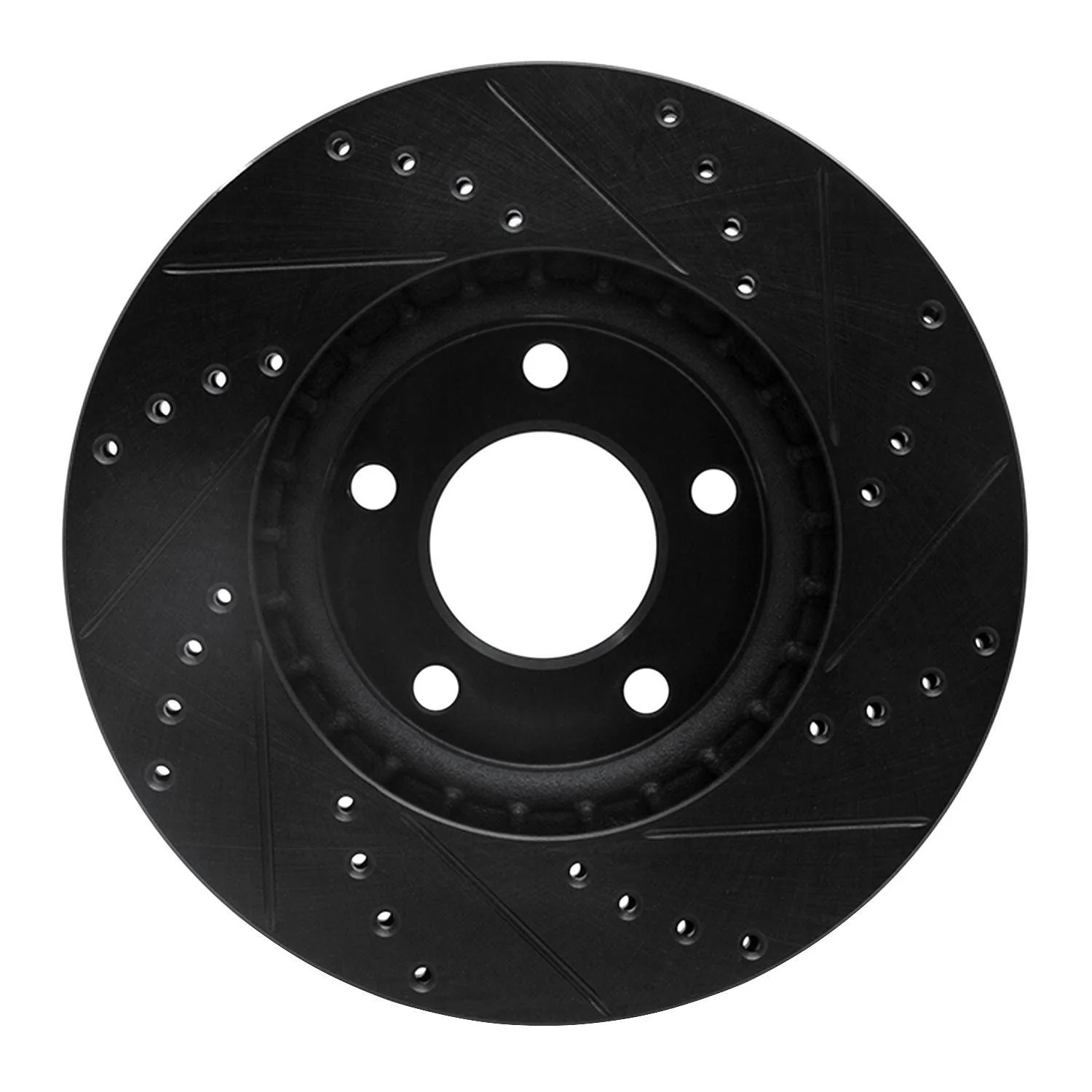 R1 Concepts 07-08 Lincoln Mkx Front Left Drilled & Slotted Black Brake Rotor - Image 2
