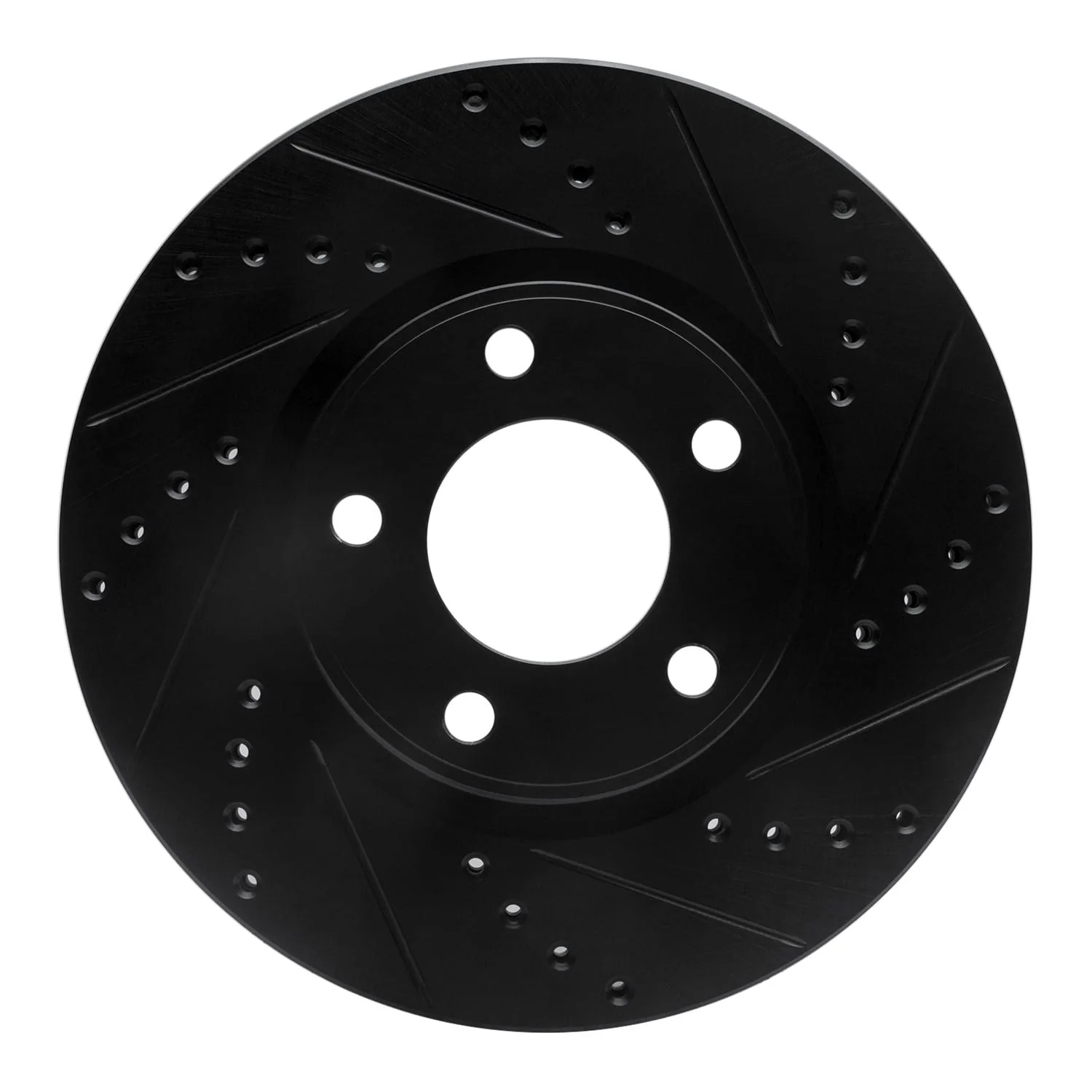 R1 Concepts 07-08 Lincoln Mkx Front Right Drilled & Slotted Black Brake Rotor