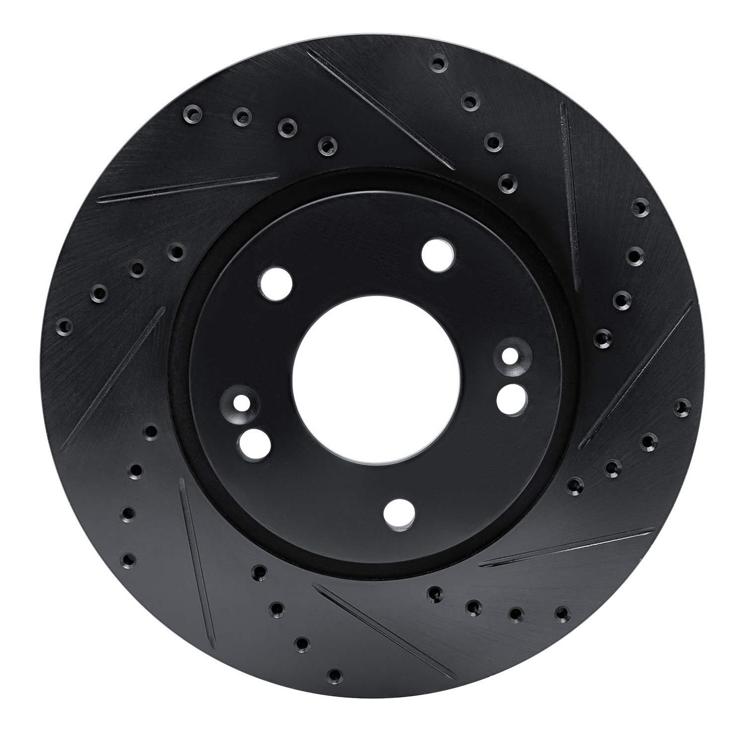 R1 Concepts 07-09 Hyundai Santa Fe Front Right Drilled & Slotted Black Brake Rotor