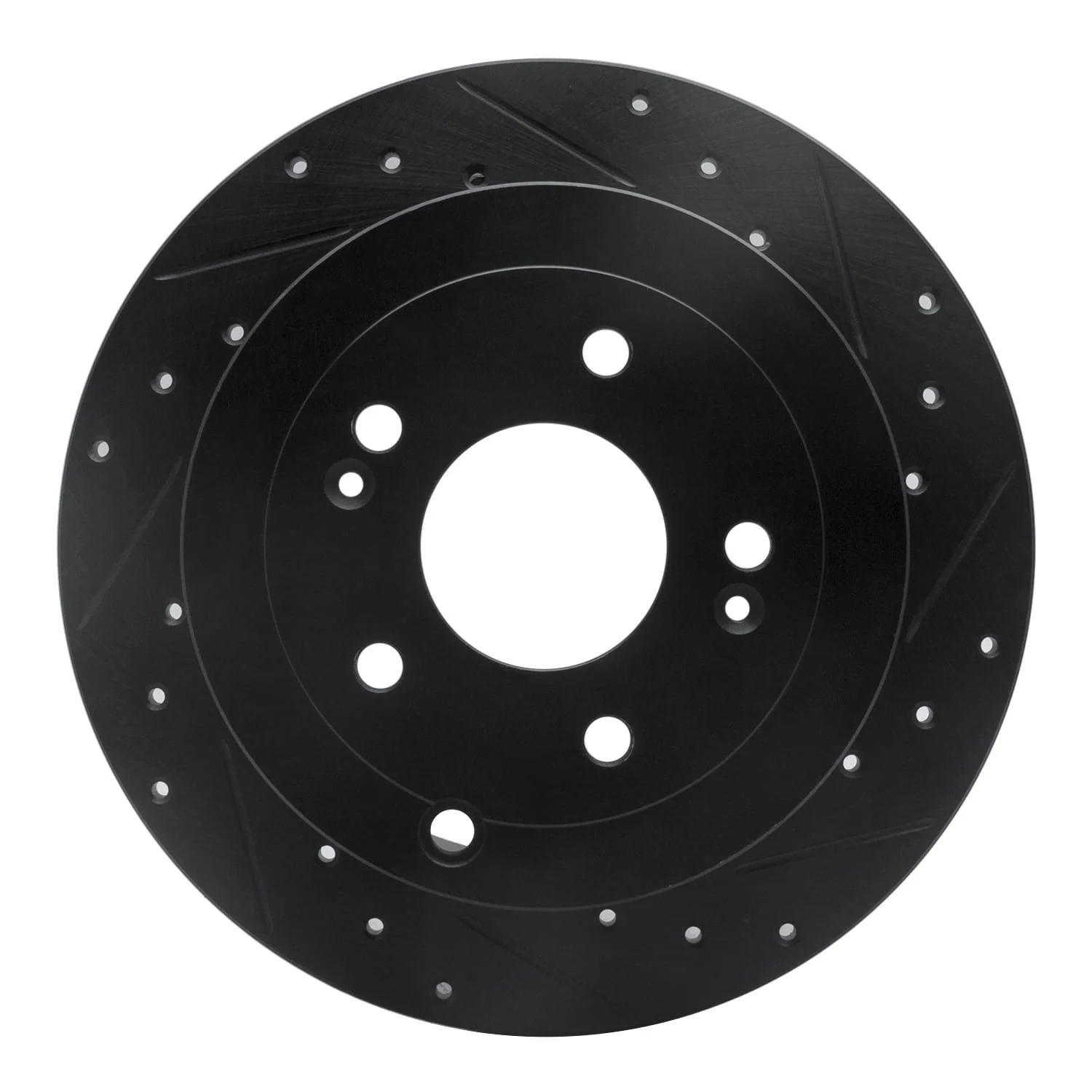 R1 Concepts 07-09 Hyundai Santa Fe Rear Right Drilled & Slotted Black Brake Rotor