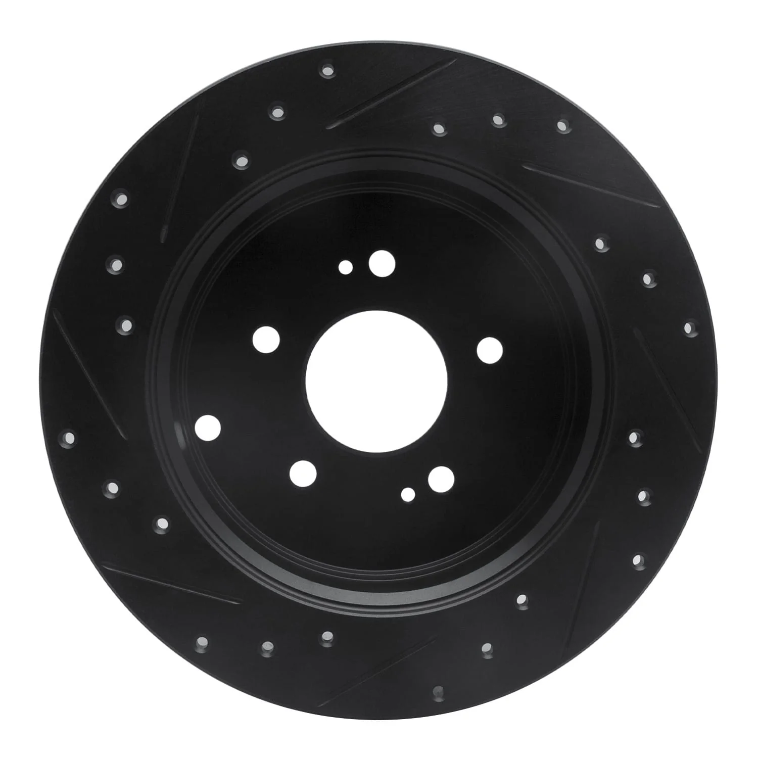 R1 Concepts 07-09 Hyundai Santa Fe Rear Right Drilled & Slotted Black Brake Rotor - Image 2