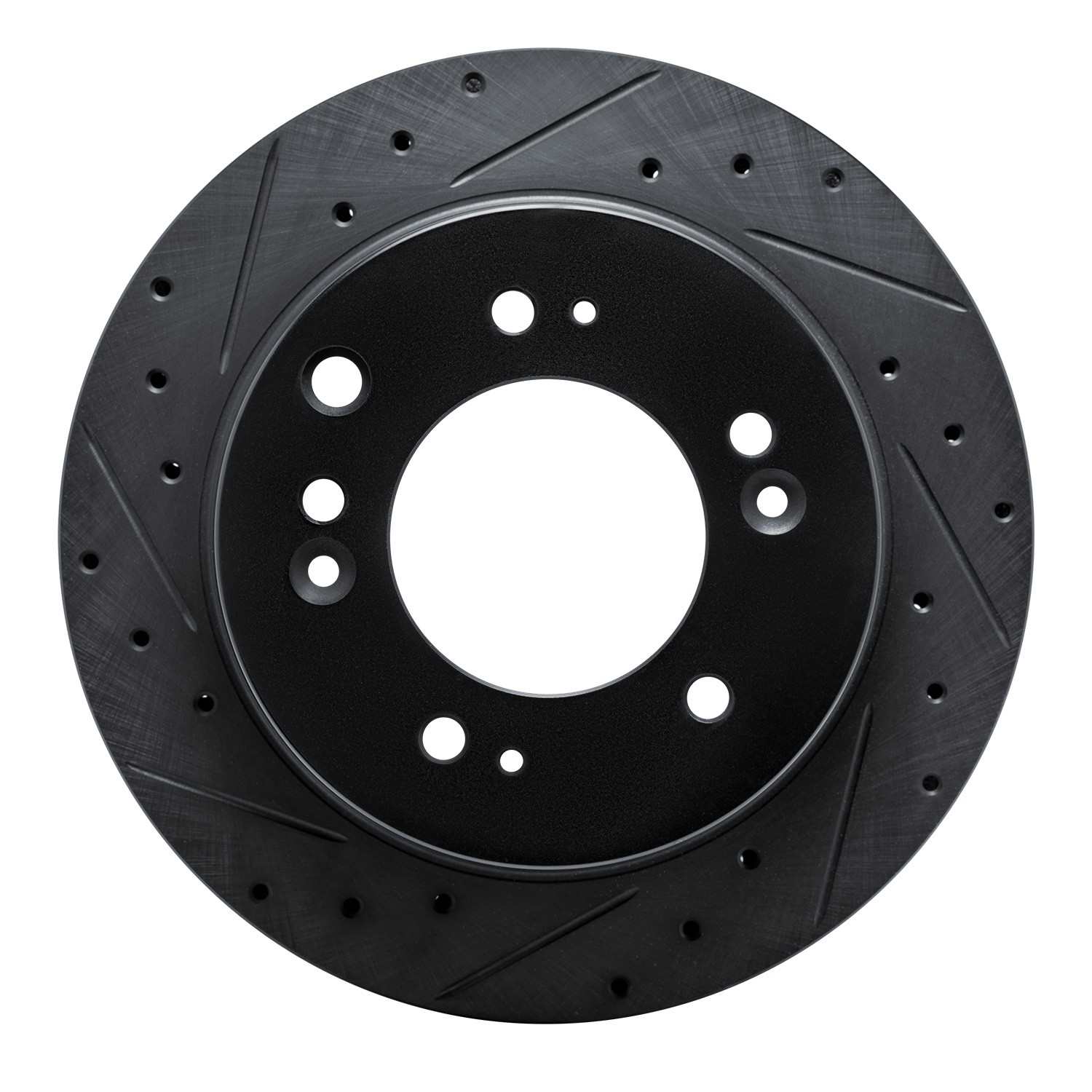 R1 Concepts 07-09 Kia Sorento Rear Left Drilled & Slotted Black Brake Rotor