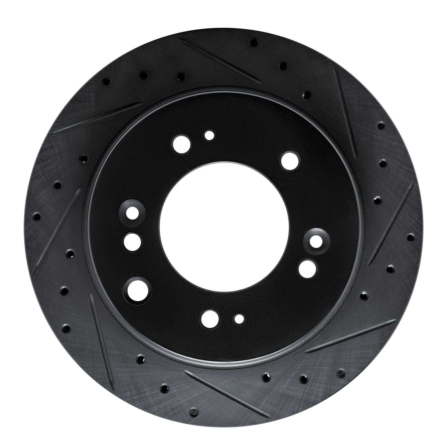 R1 Concepts 07-09 Kia Sorento Rear Right Drilled & Slotted Black Brake Rotor