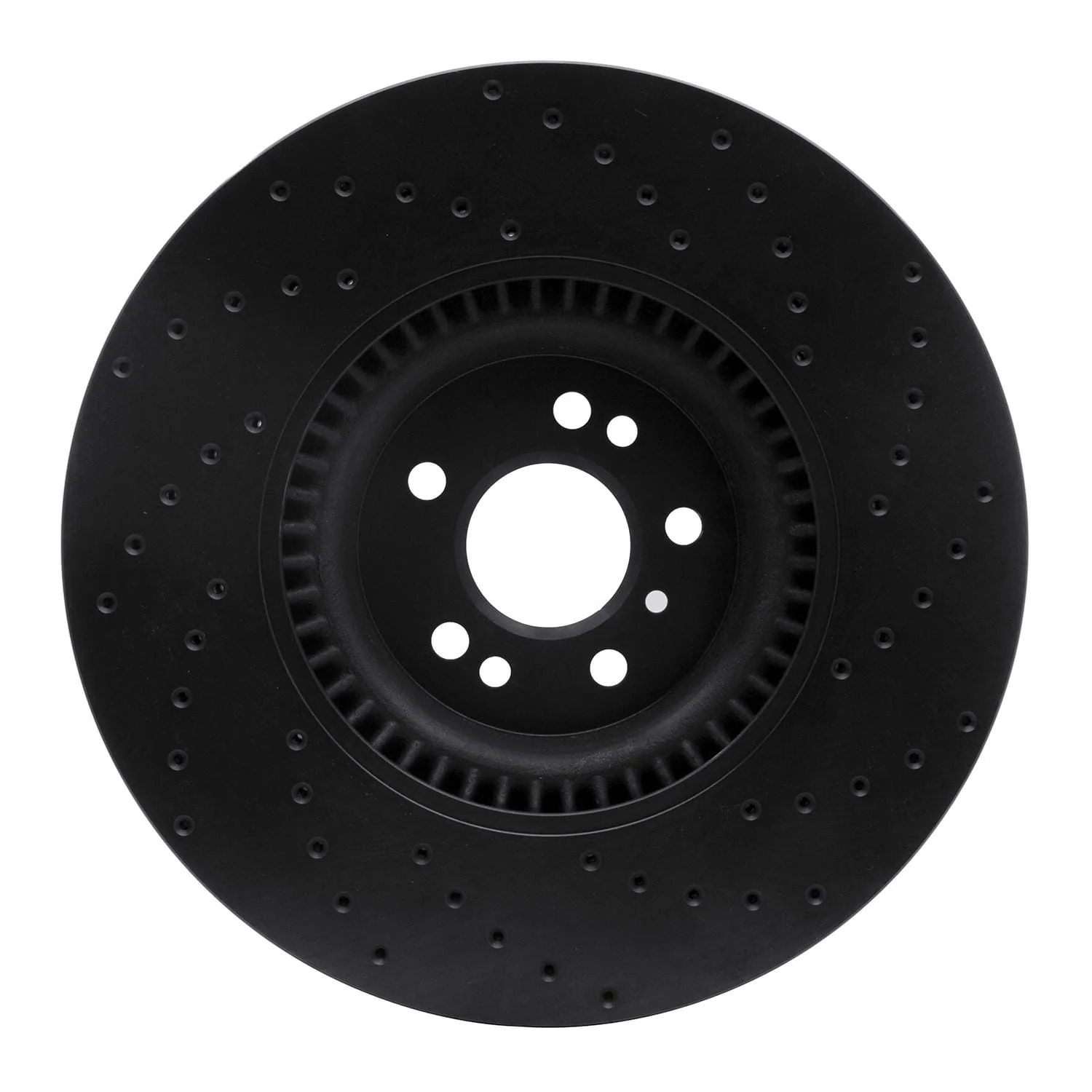 R1 Concepts 07-09 Mercedes-Benz GL320 Front Left Drilled Black Brake Rotor - Image 2