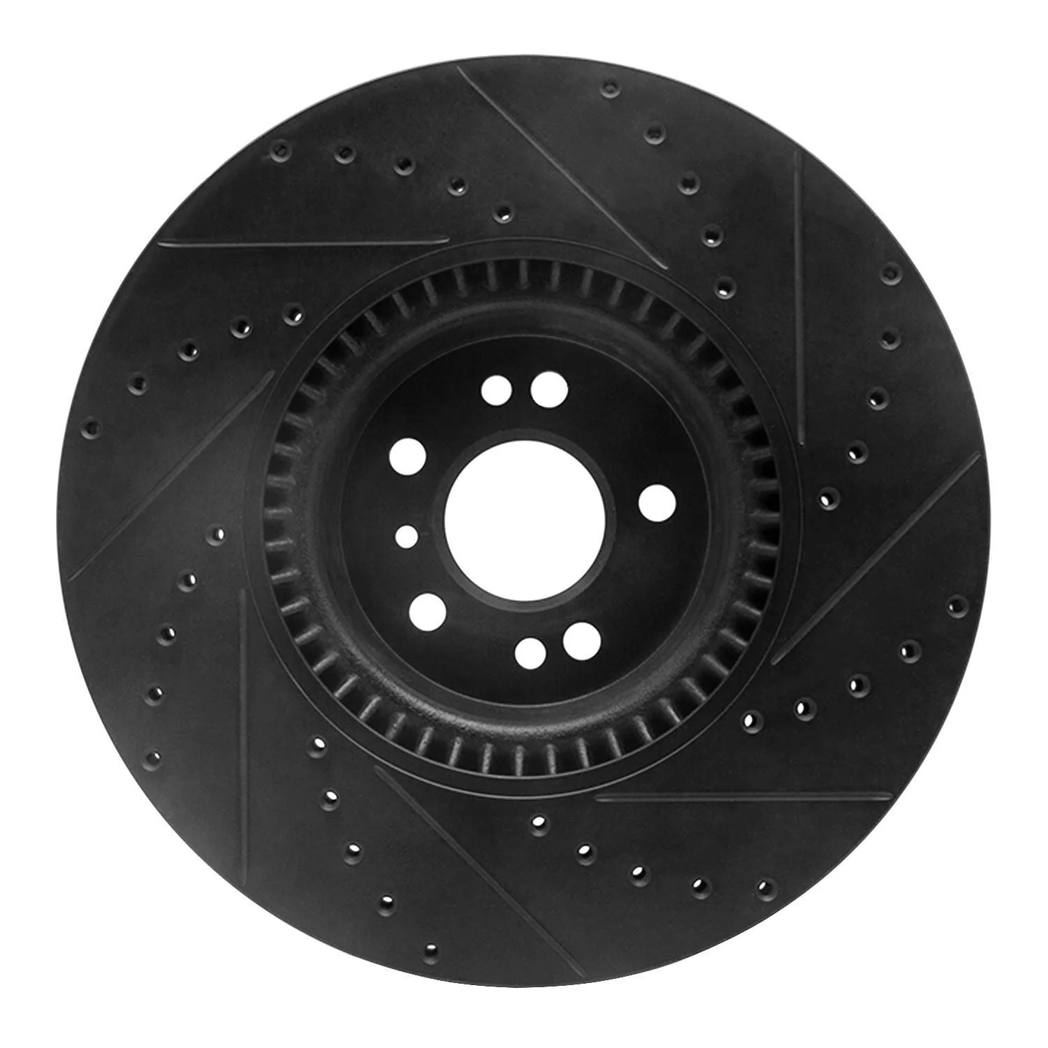 R1 Concepts 07-09 Mercedes-Benz GL320 Front Left Drilled & Slotted Black Brake Rotor - Image 2