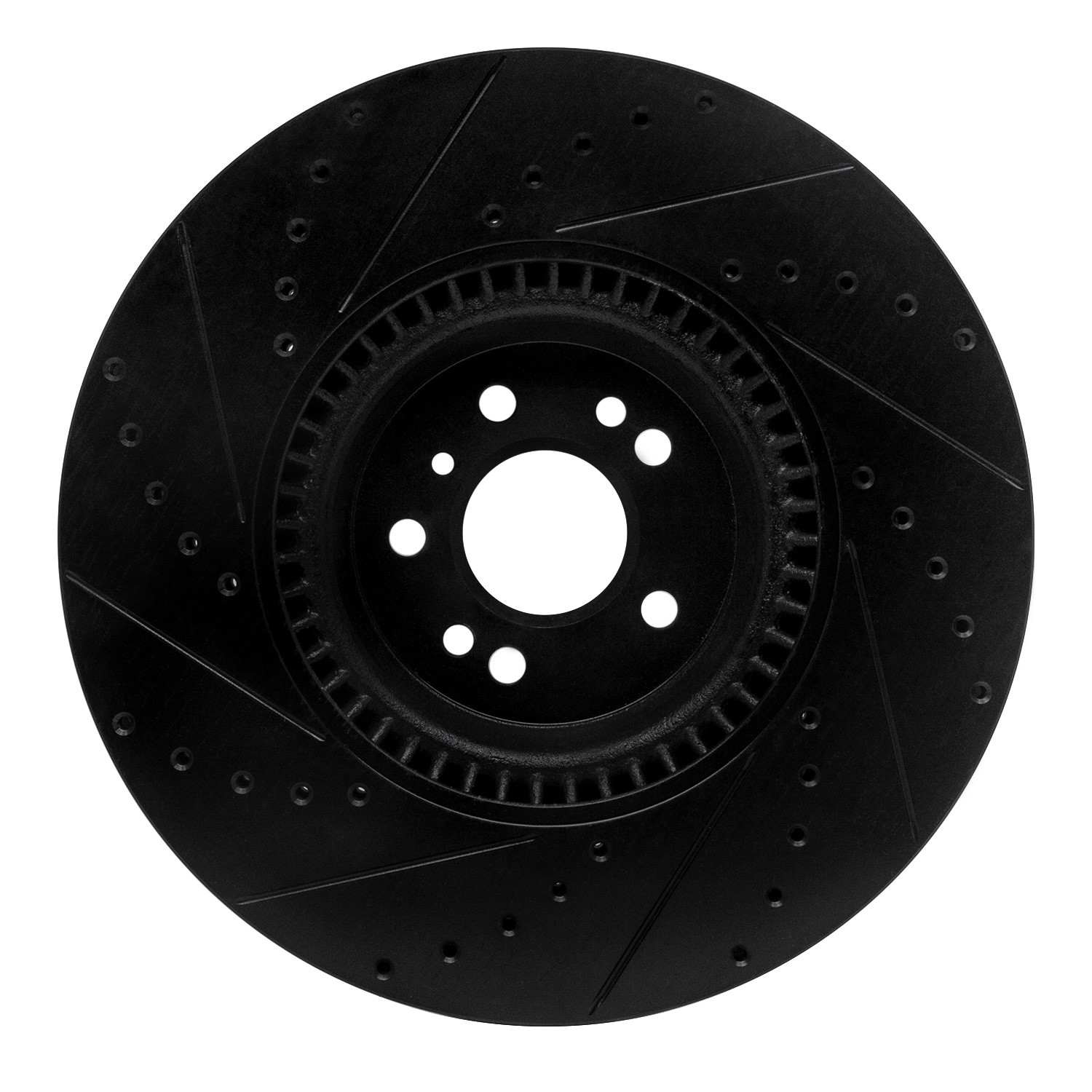 R1 Concepts 07-09 Mercedes-Benz GL320 Front Right Drilled & Slotted Black Brake Rotor - Image 2