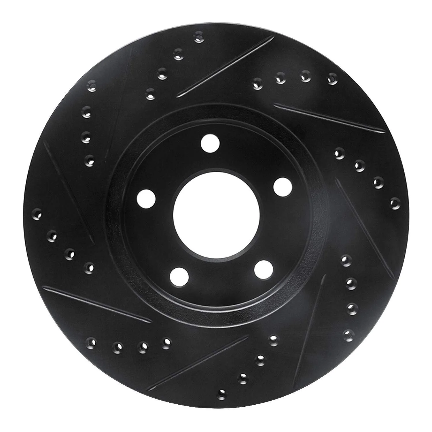 R1 Concepts 07-10 Chevrolet Cobalt Front Right Drilled & Slotted Black Brake Rotor - Image 2