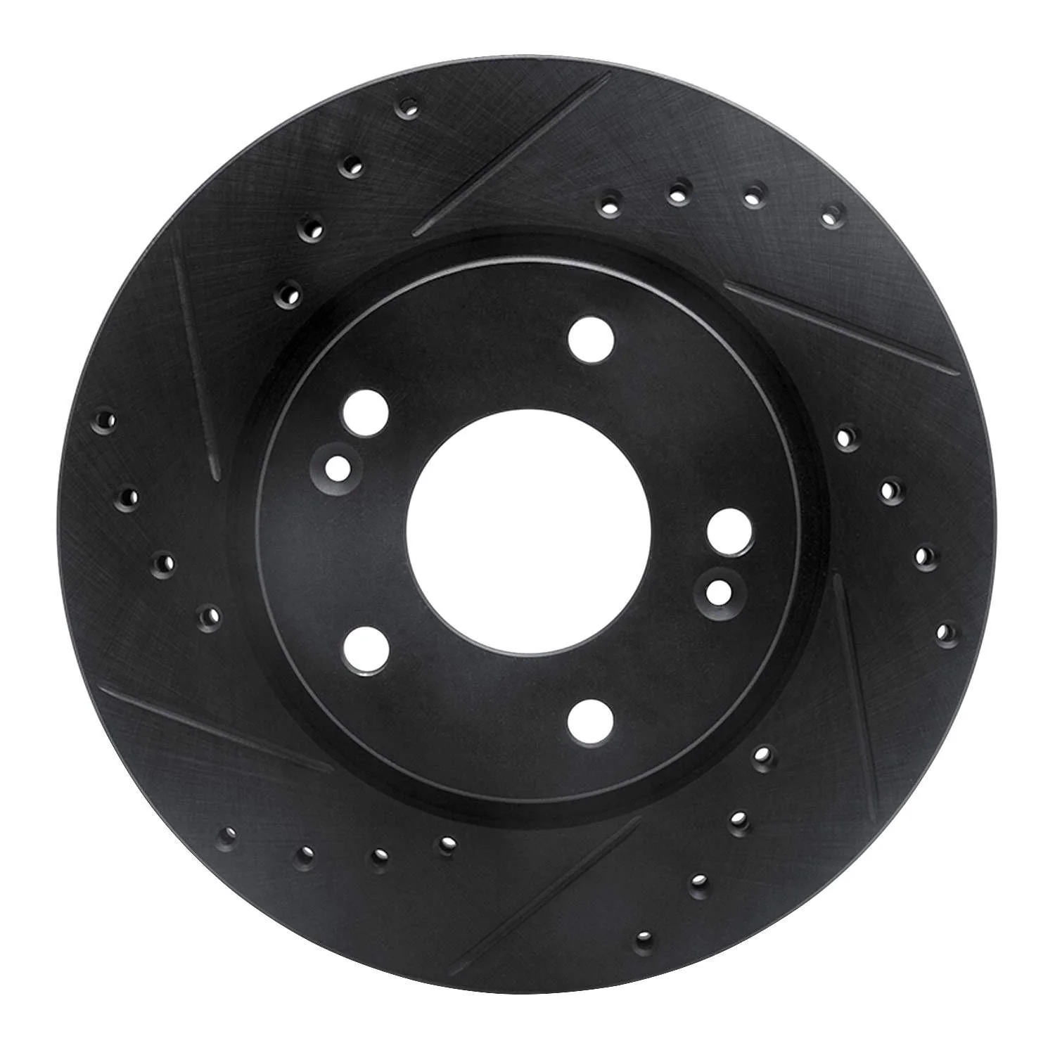 R1 Concepts 07-10 Hyundai Elantra Front Left Drilled & Slotted Black Brake Rotor