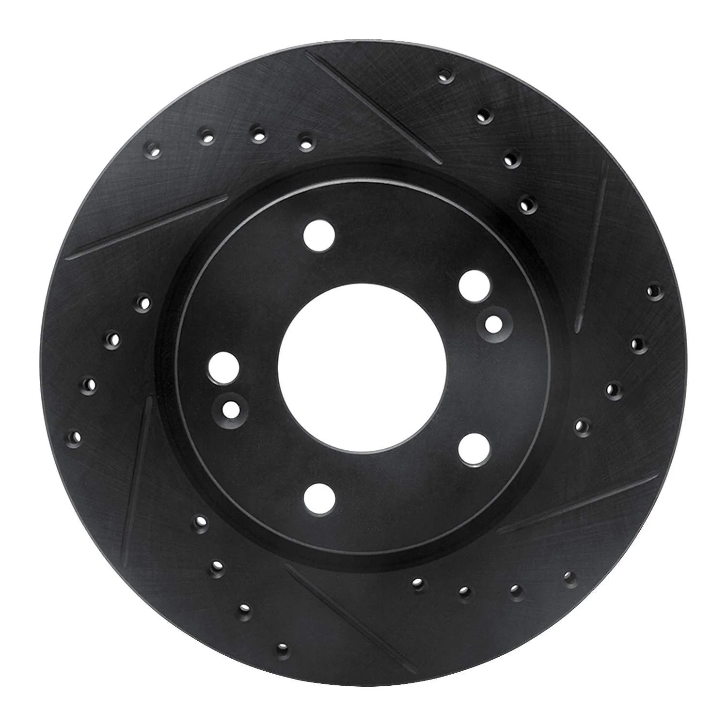 R1 Concepts 07-10 Hyundai Elantra Front Right Drilled & Slotted Black Brake Rotor