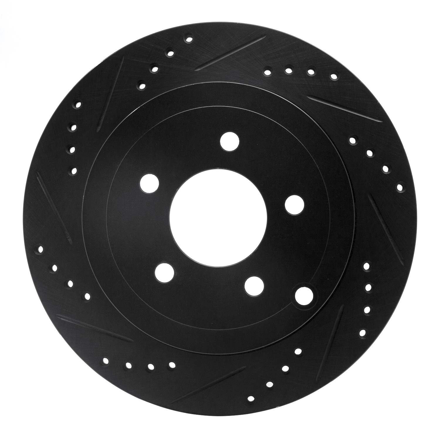 R1 Concepts 07-10 Lincoln Mkx Rear Left Drilled & Slotted Black Brake Rotor
