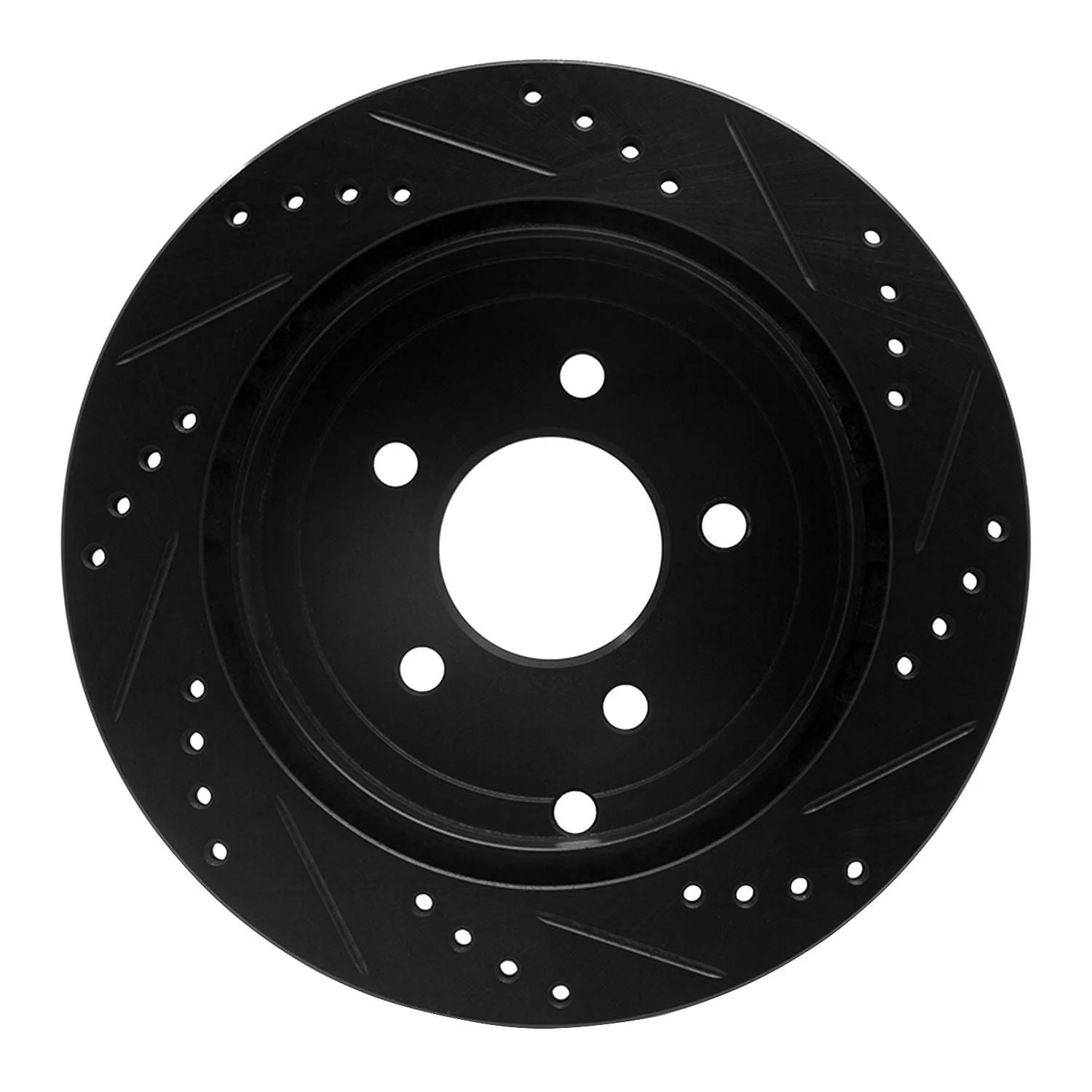 R1 Concepts 07-10 Lincoln Mkx Rear Left Drilled & Slotted Black Brake Rotor - Image 2