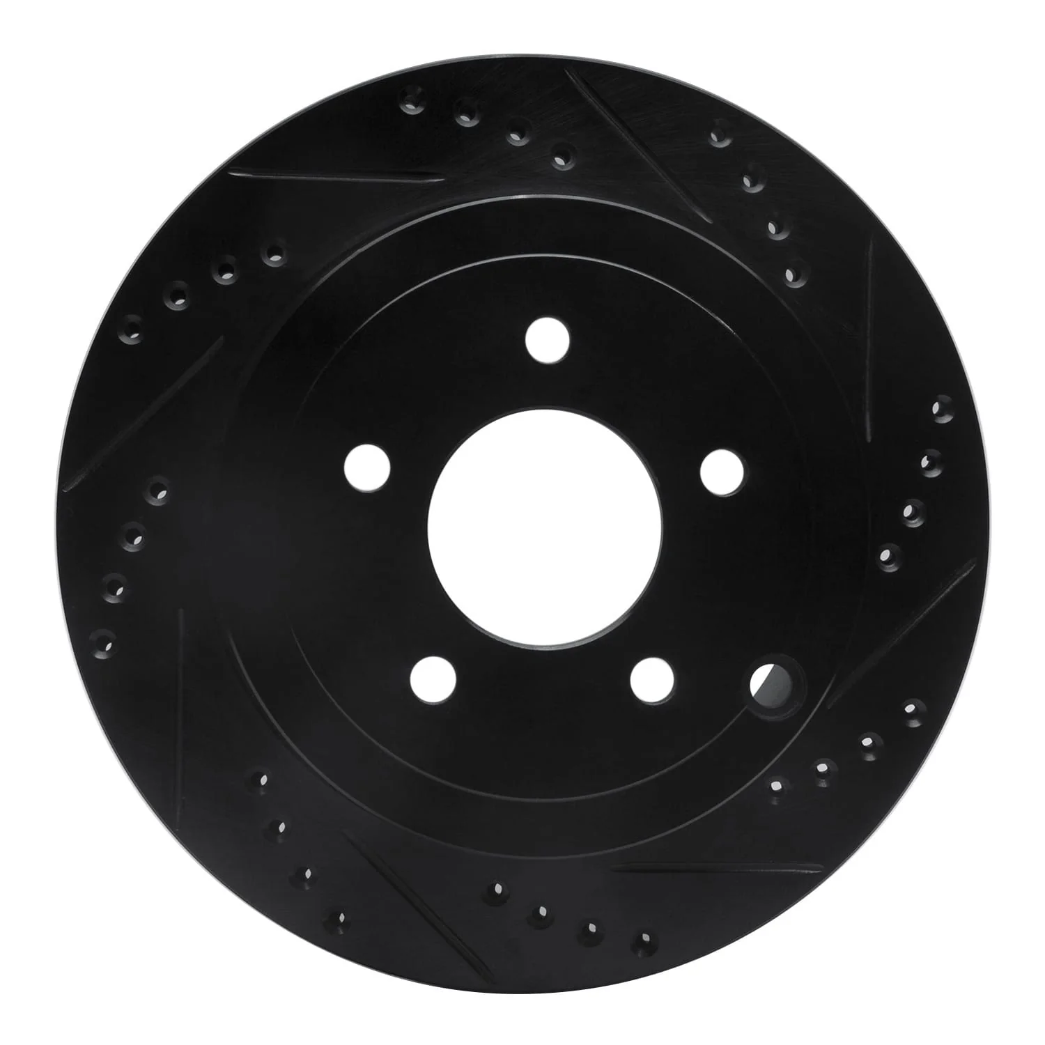 R1 Concepts 07-10 Lincoln Mkx Rear Right Drilled & Slotted Black Brake Rotor