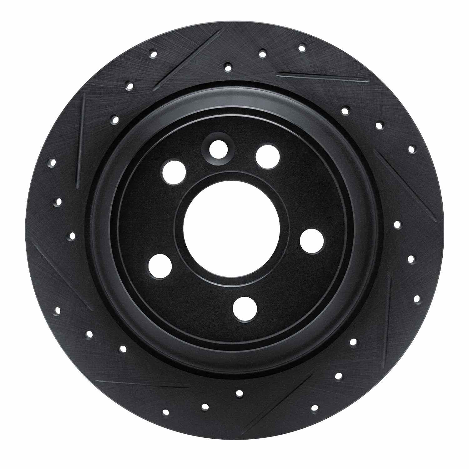 R1 Concepts 07-10 Volvo S80 Rear Left Drilled & Slotted Black Brake Rotor