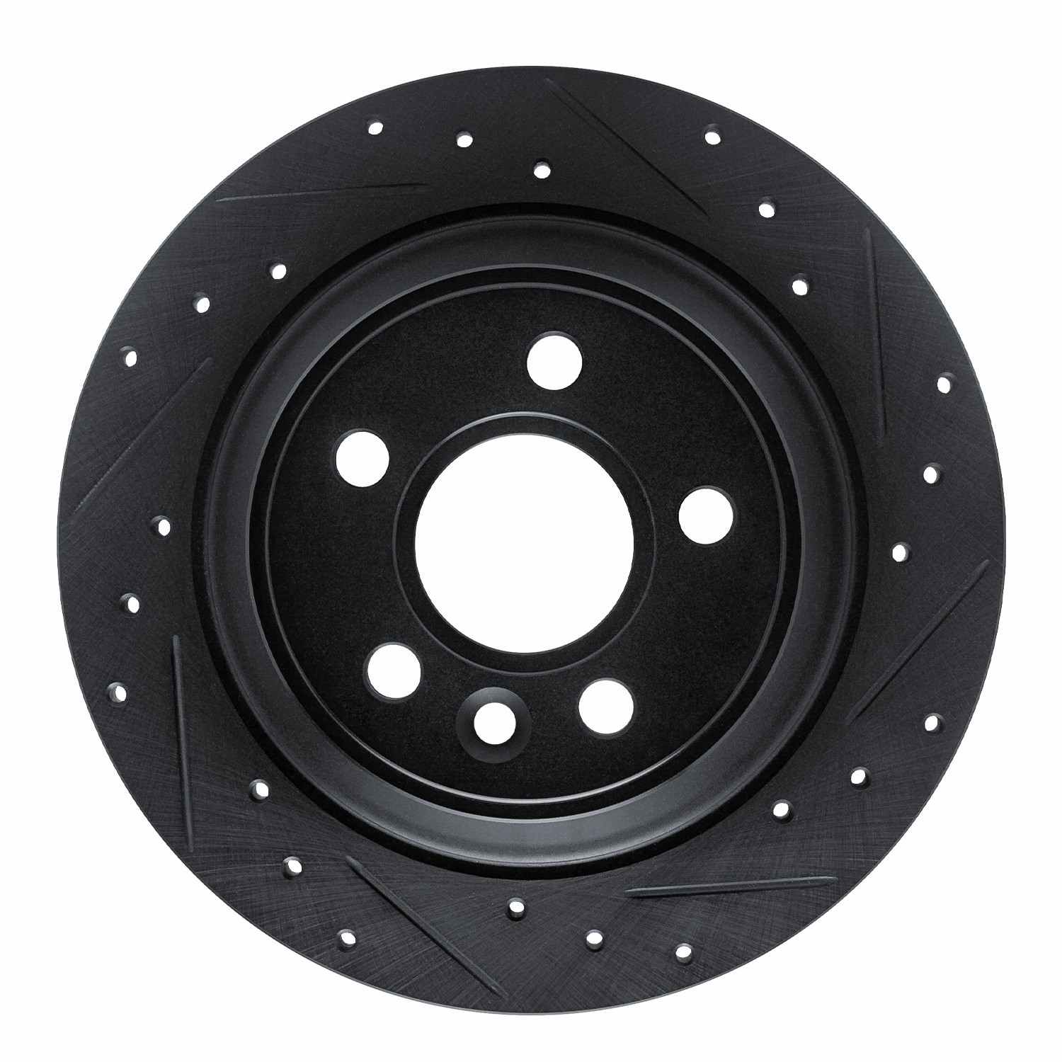 R1 Concepts 07-10 Volvo S80 Rear Right Drilled & Slotted Black Brake Rotor