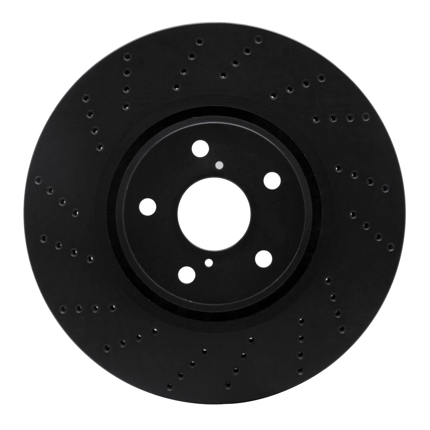 R1 Concepts 07-11 Lexus GS350 Left Front Drilled Black Brake Rotor