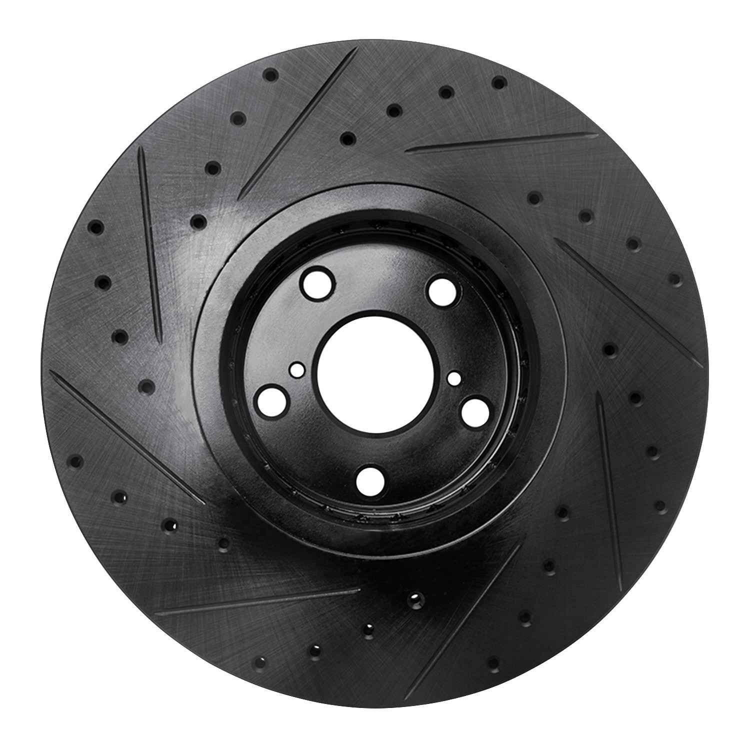 R1 Concepts 07-11 Lexus GS350 Right Front Drilled & Slotted Black Brake Rotor - Image 2