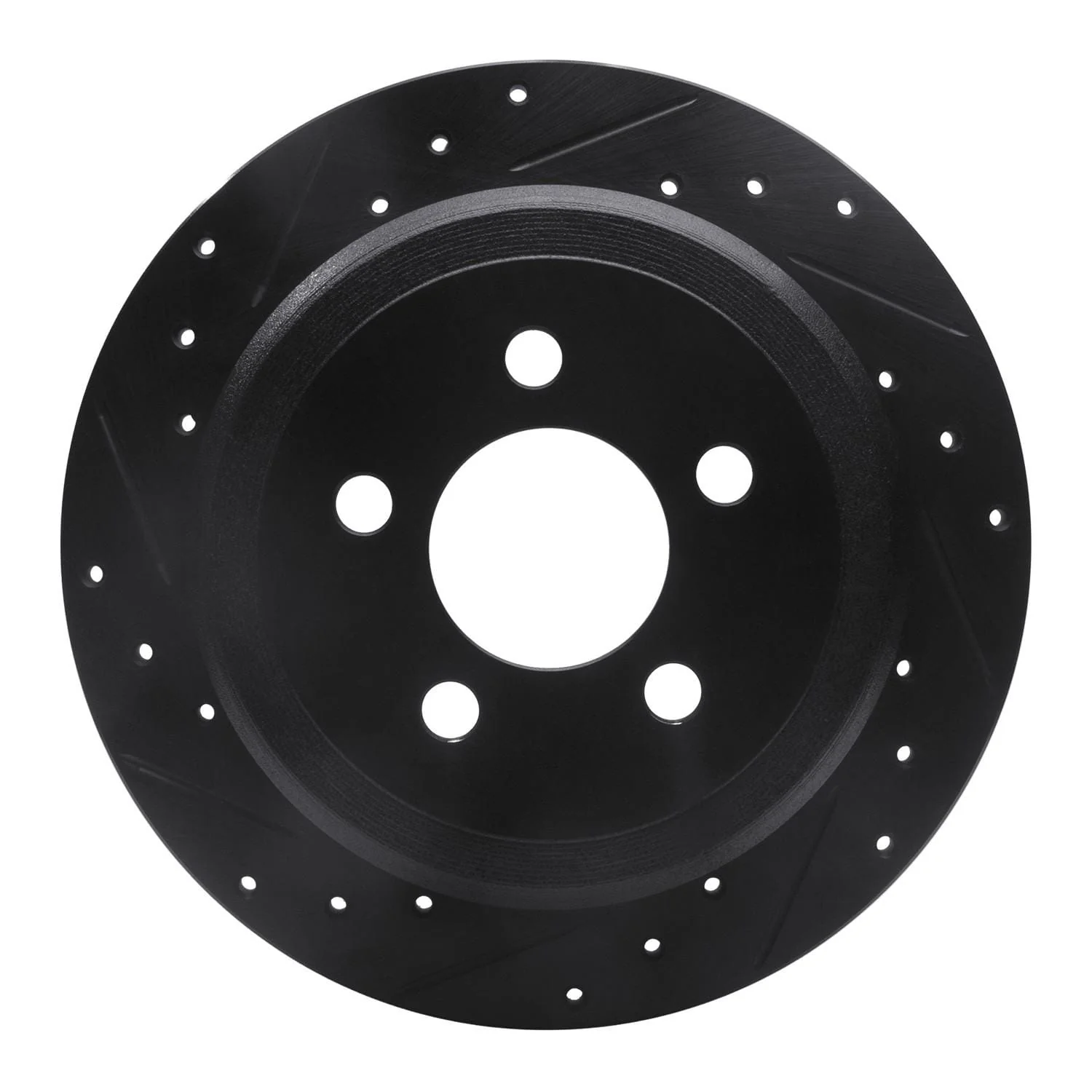 R1 Concepts 07-12 Dodge Nitro Rear Left Drilled & Slotted Black Brake Rotor