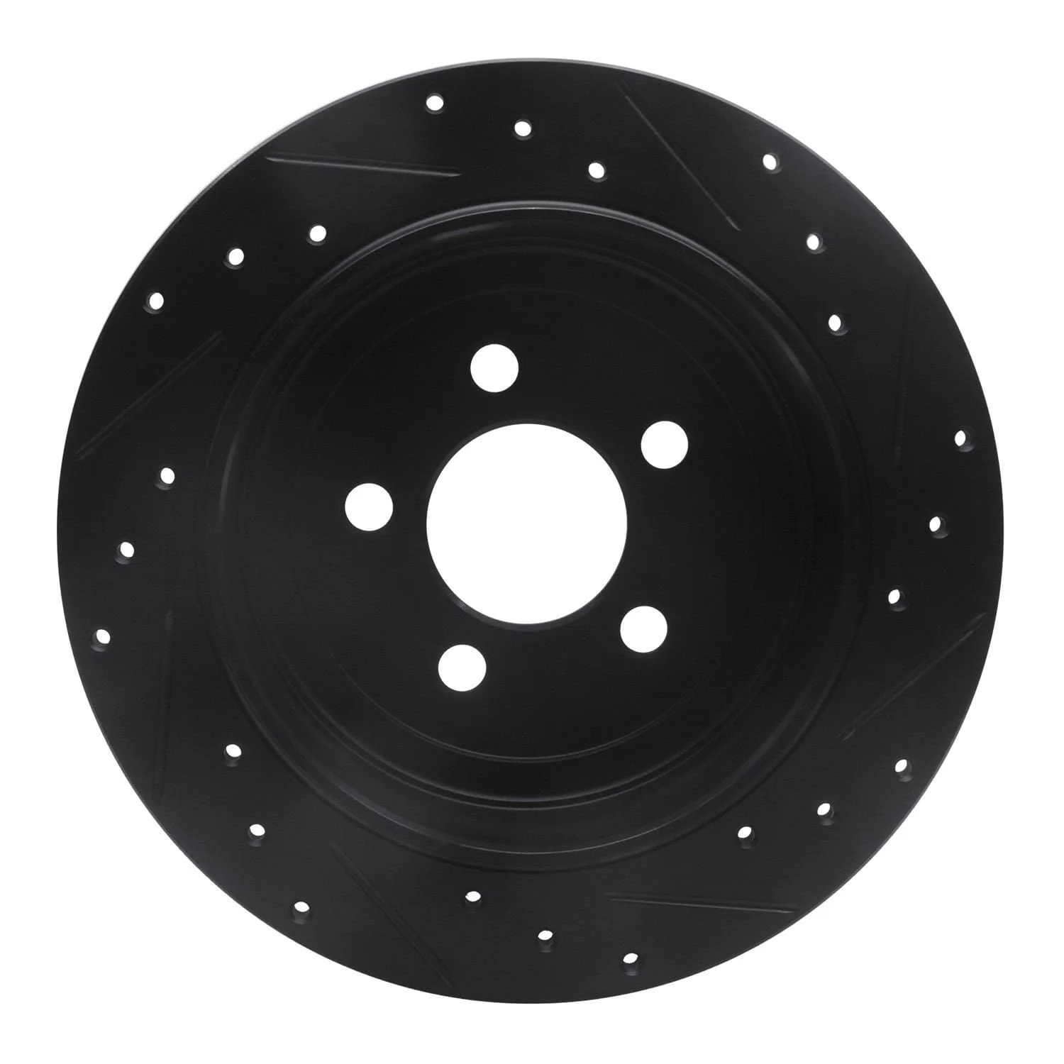 R1 Concepts 07-12 Dodge Nitro Rear Left Drilled & Slotted Black Brake Rotor - Image 2