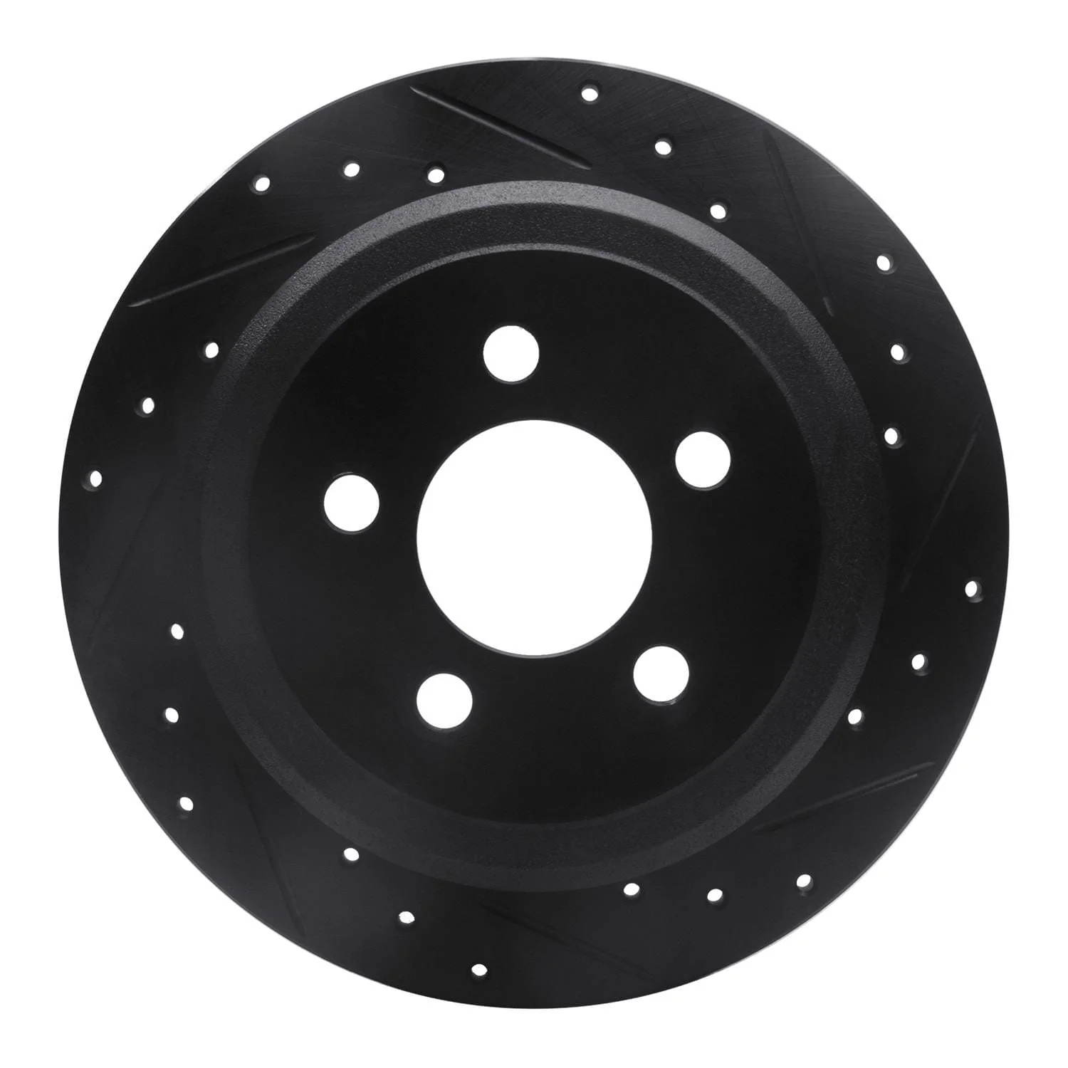 R1 Concepts 07-12 Dodge Nitro Rear Right Drilled & Slotted Black Brake Rotor