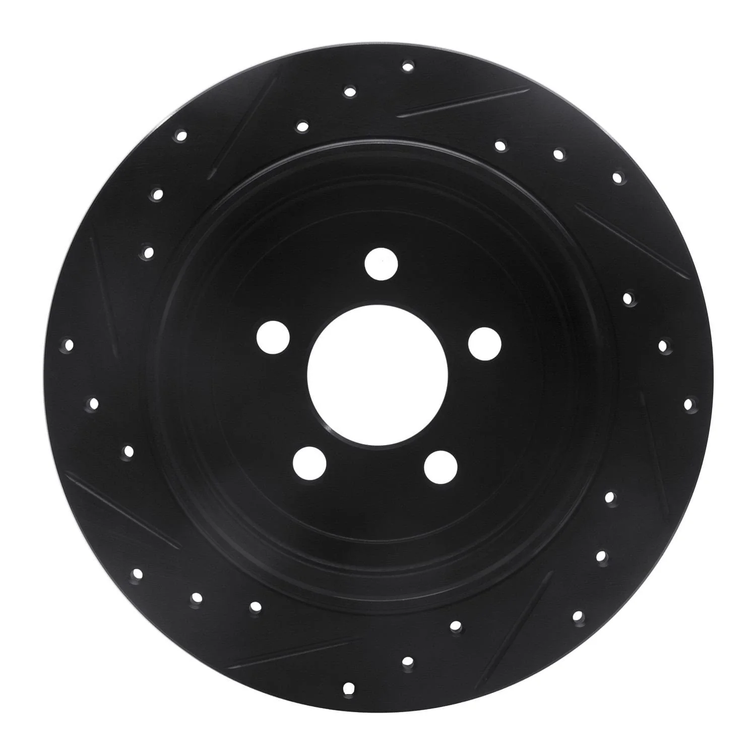 R1 Concepts 07-12 Dodge Nitro Rear Right Drilled & Slotted Black Brake Rotor - Image 2