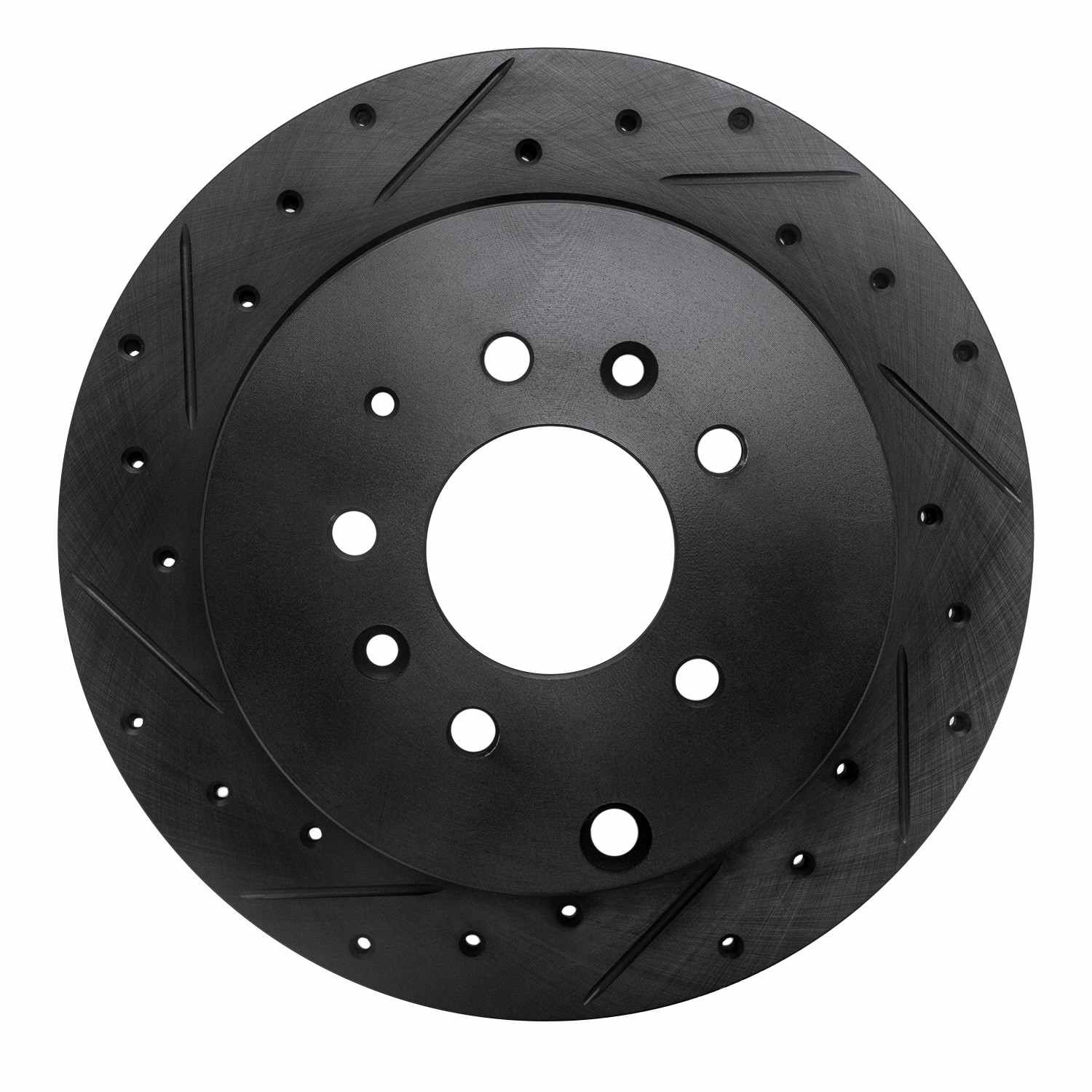 R1 Concepts 07-12 Ford Edge Rear Left Drilled & Slotted Black Brake Rotor