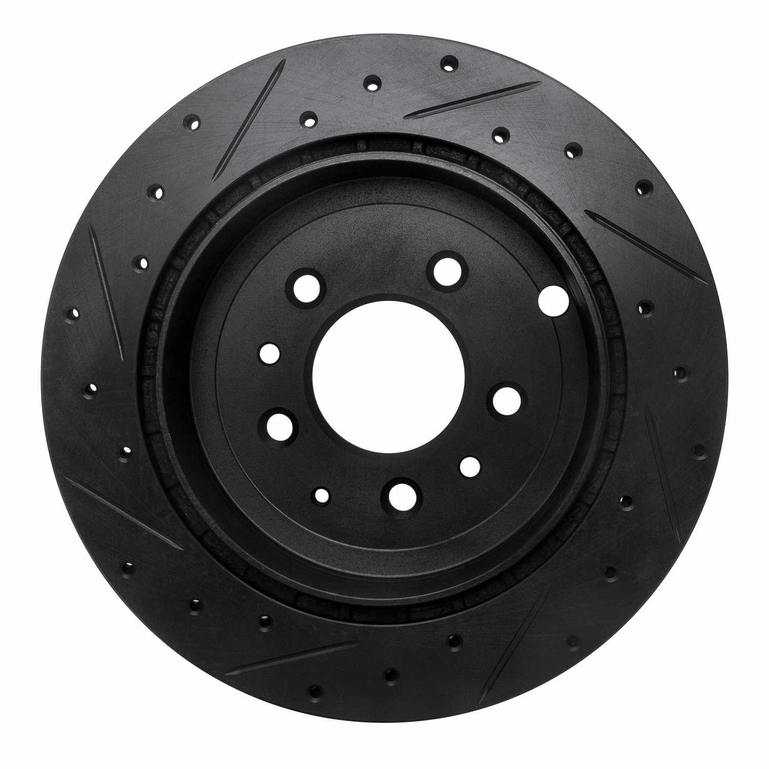 R1 Concepts 07-12 Ford Edge Rear Right Drilled & Slotted Black Brake Rotor - Image 2