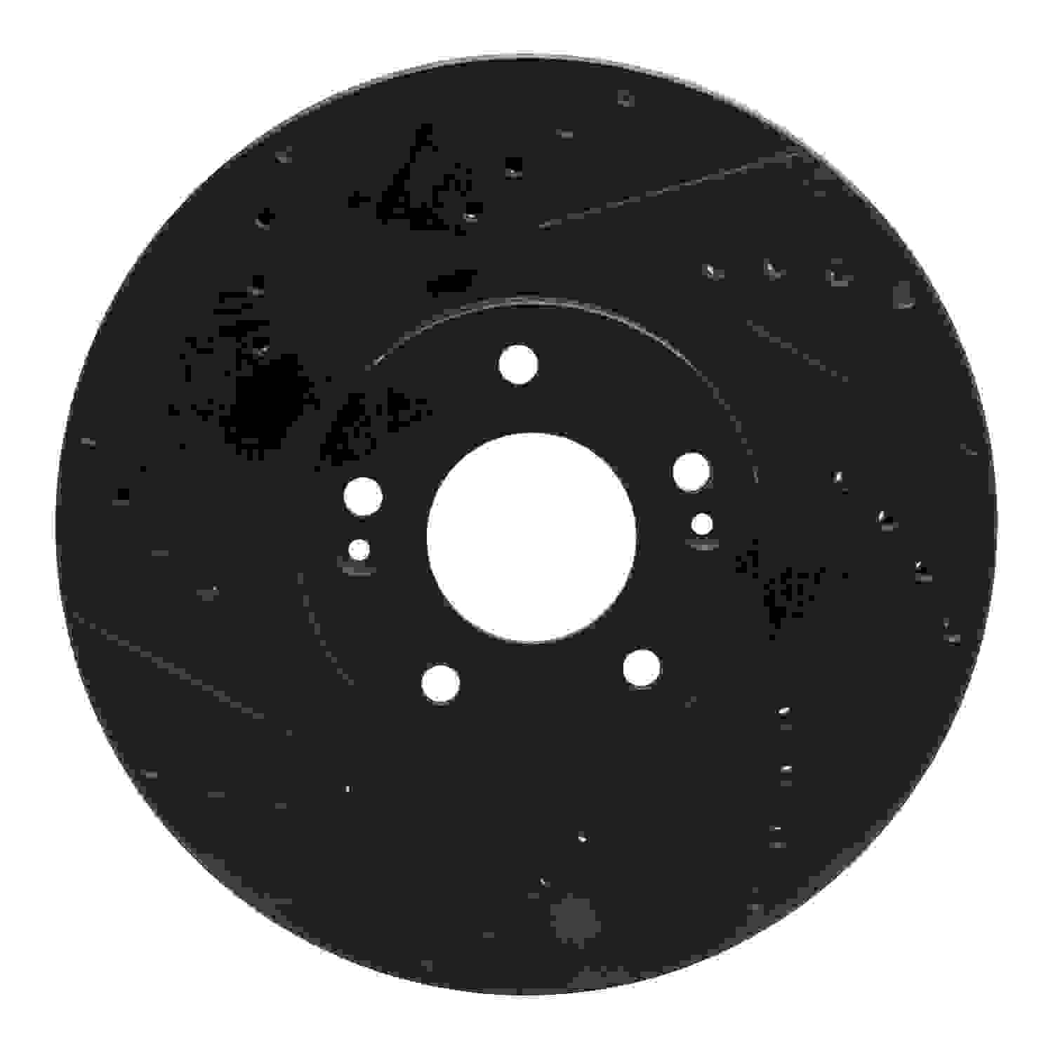 R1 Concepts 07-12 Hyundai Veracruz Front Left Drilled & Slotted Black Brake Rotor