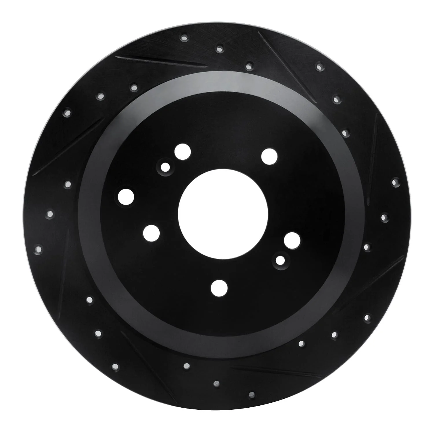 R1 Concepts 07-12 Hyundai Veracruz Rear Right Drilled & Slotted Black Brake Rotor