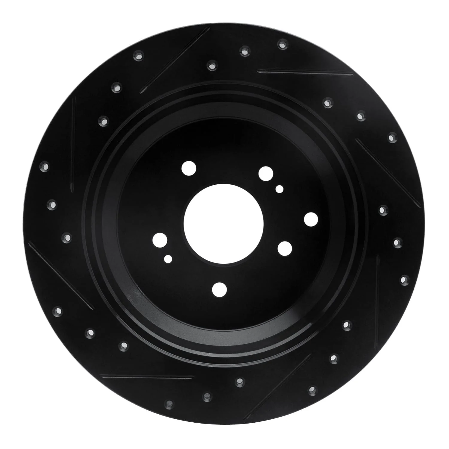 R1 Concepts 07-12 Hyundai Veracruz Rear Right Drilled & Slotted Black Brake Rotor - Image 2