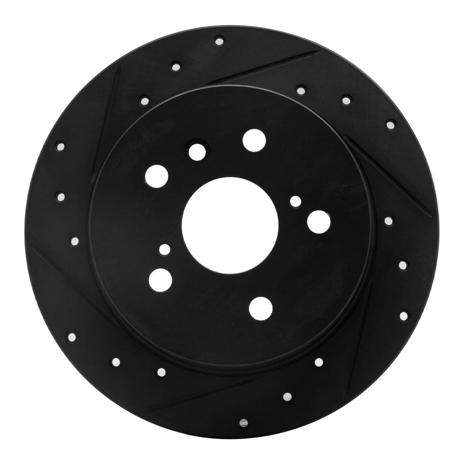 R1 Concepts 07-12 Lexus ES350 Rear Left Drilled & Slotted Black Brake Rotor