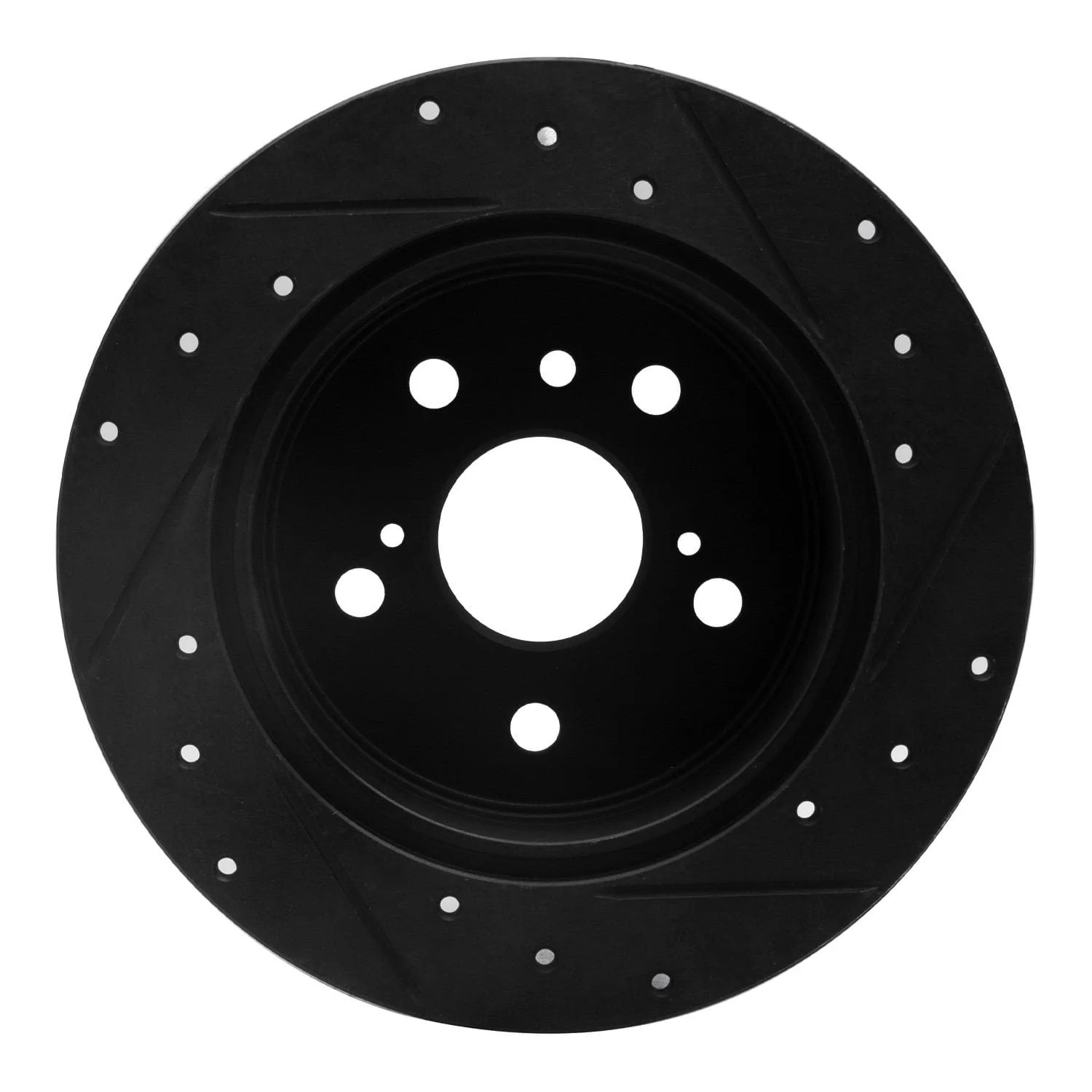 R1 Concepts 07-12 Lexus ES350 Rear Left Drilled & Slotted Black Brake Rotor - Image 2