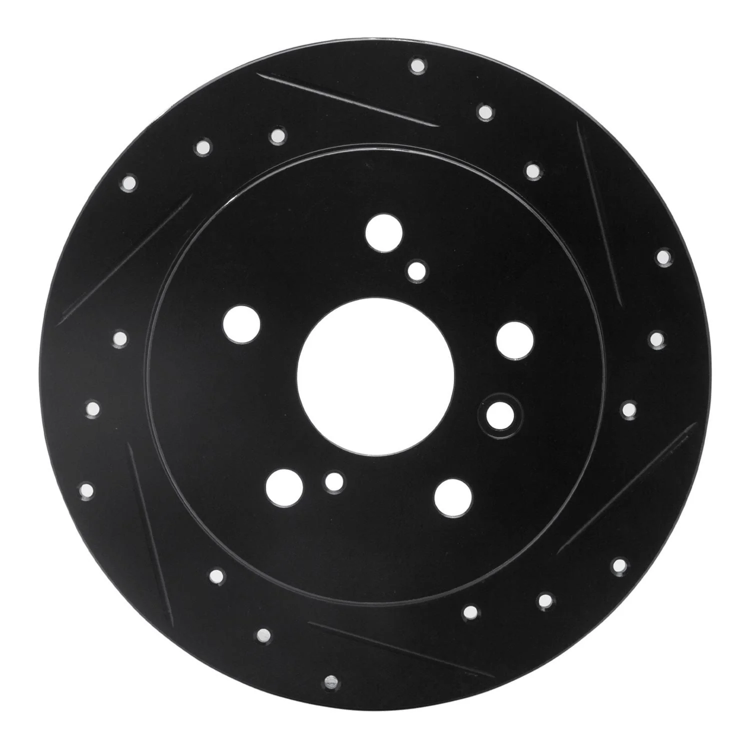 R1 Concepts 07-12 Lexus ES350 Rear Right Drilled & Slotted Black Brake Rotor