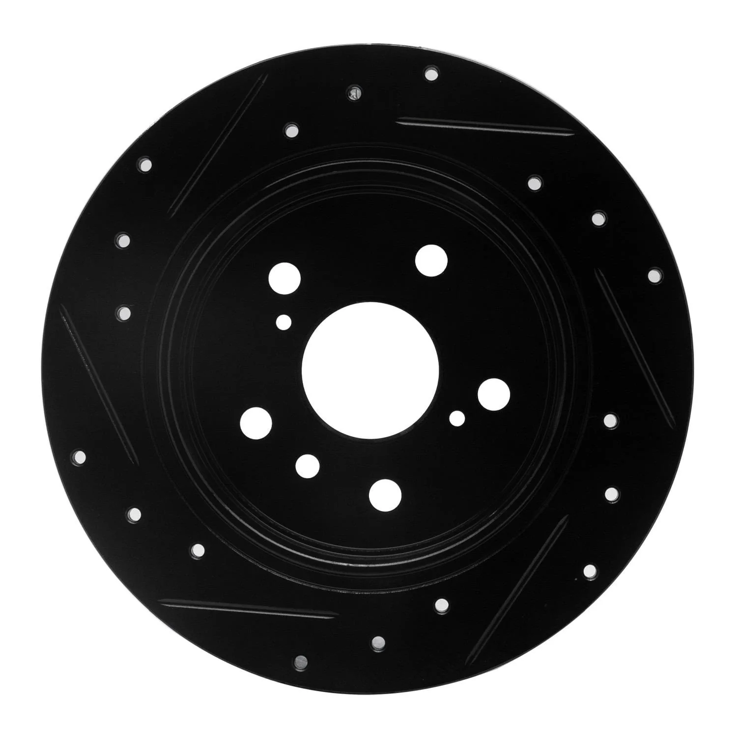 R1 Concepts 07-12 Lexus ES350 Rear Right Drilled & Slotted Black Brake Rotor - Image 2