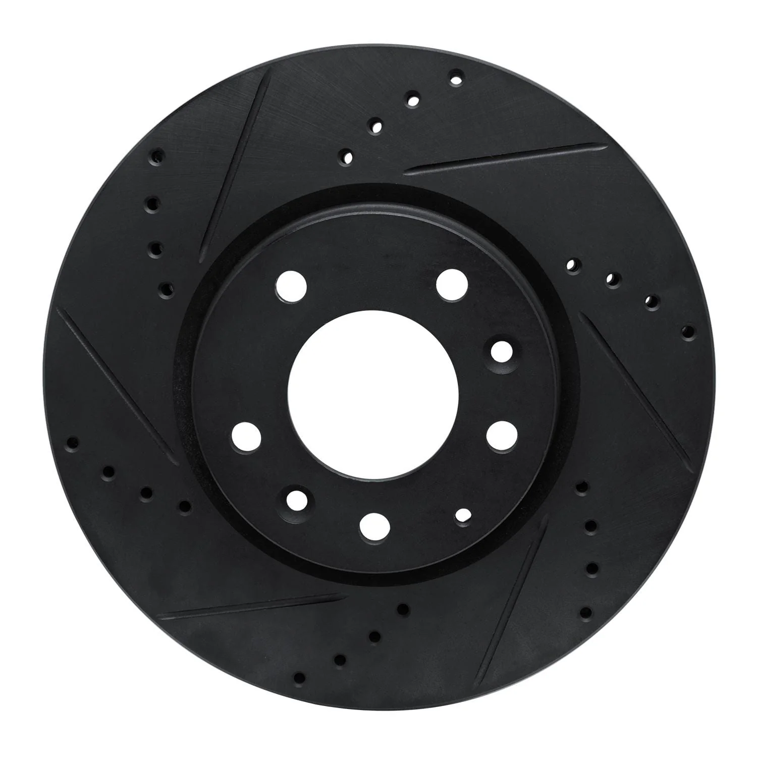 R1 Concepts 07-12 Mazda CX-7 Front Left Drilled & Slotted Black Brake Rotor