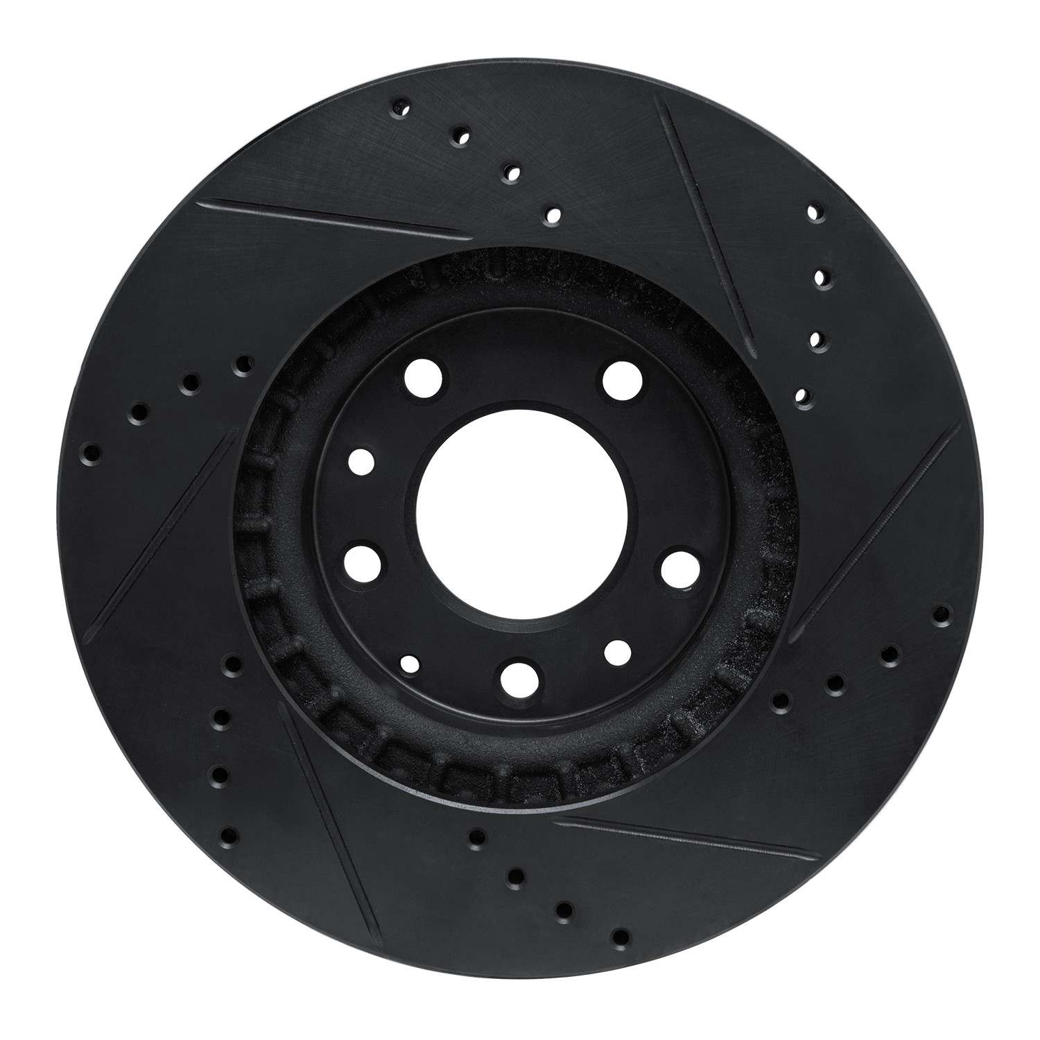 R1 Concepts 07-12 Mazda CX-7 Front Left Drilled & Slotted Black Brake Rotor - Image 2