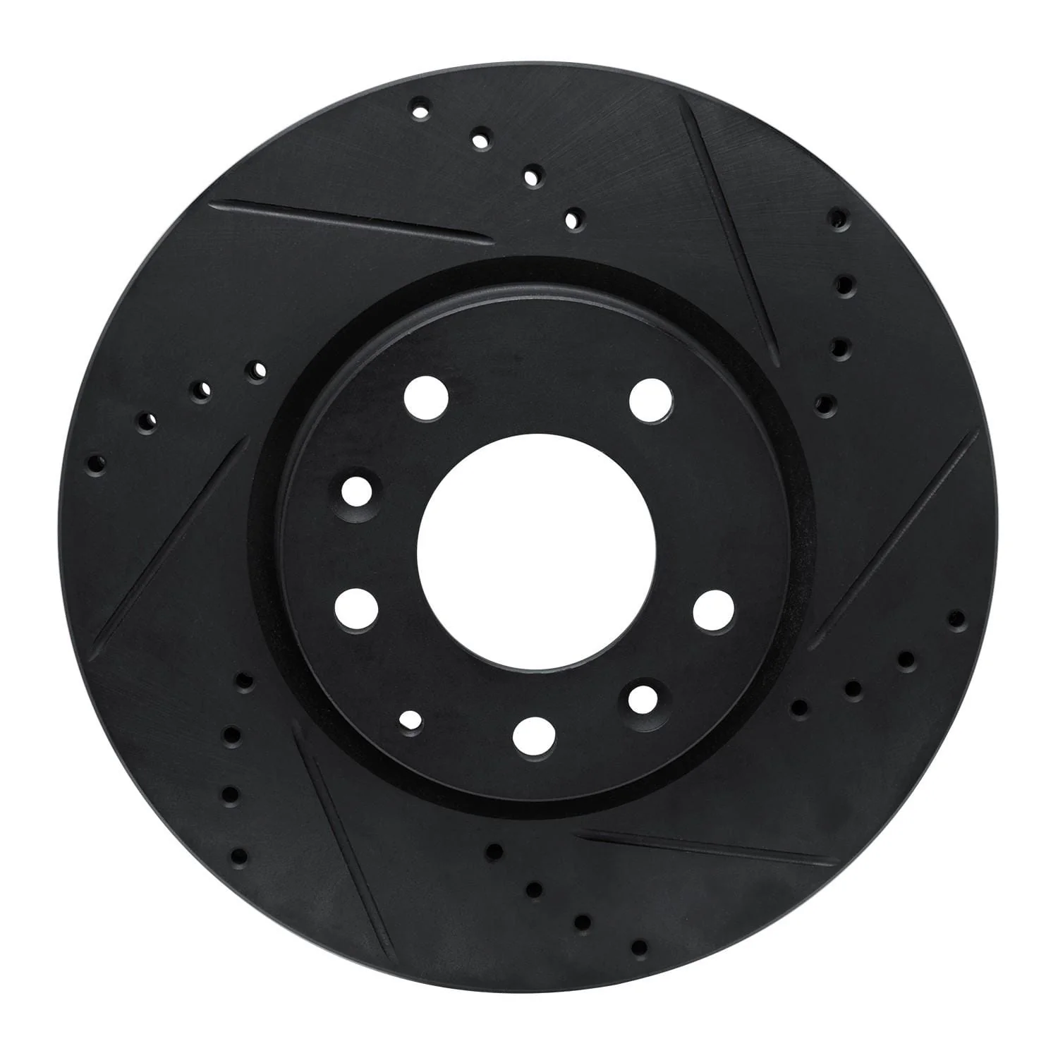 R1 Concepts 07-12 Mazda CX-7 Front Right Drilled & Slotted Black Brake Rotor