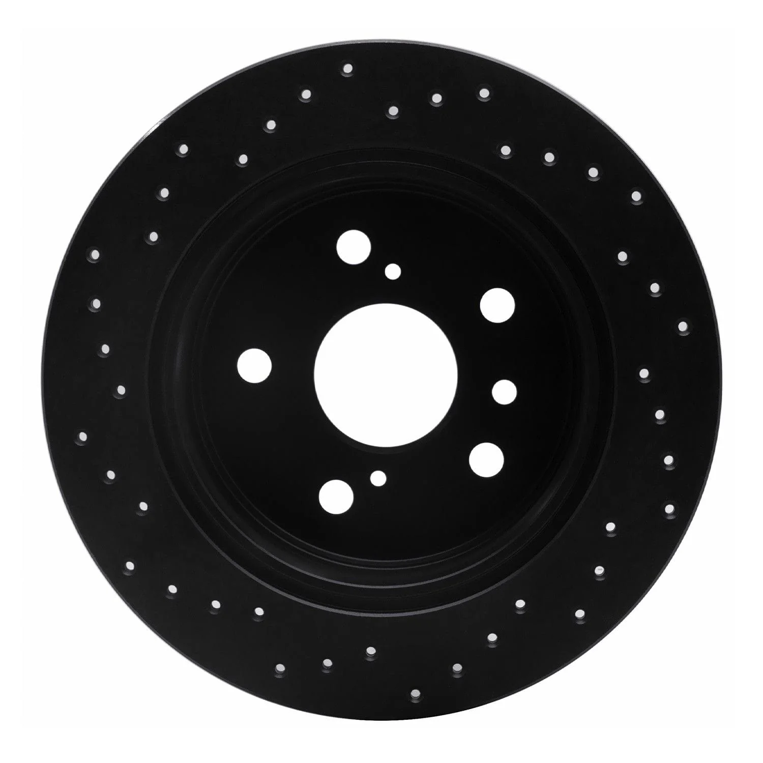 R1 Concepts 07-12 Toyota Avalon Rear Right Drilled Black Brake Rotor - Image 2