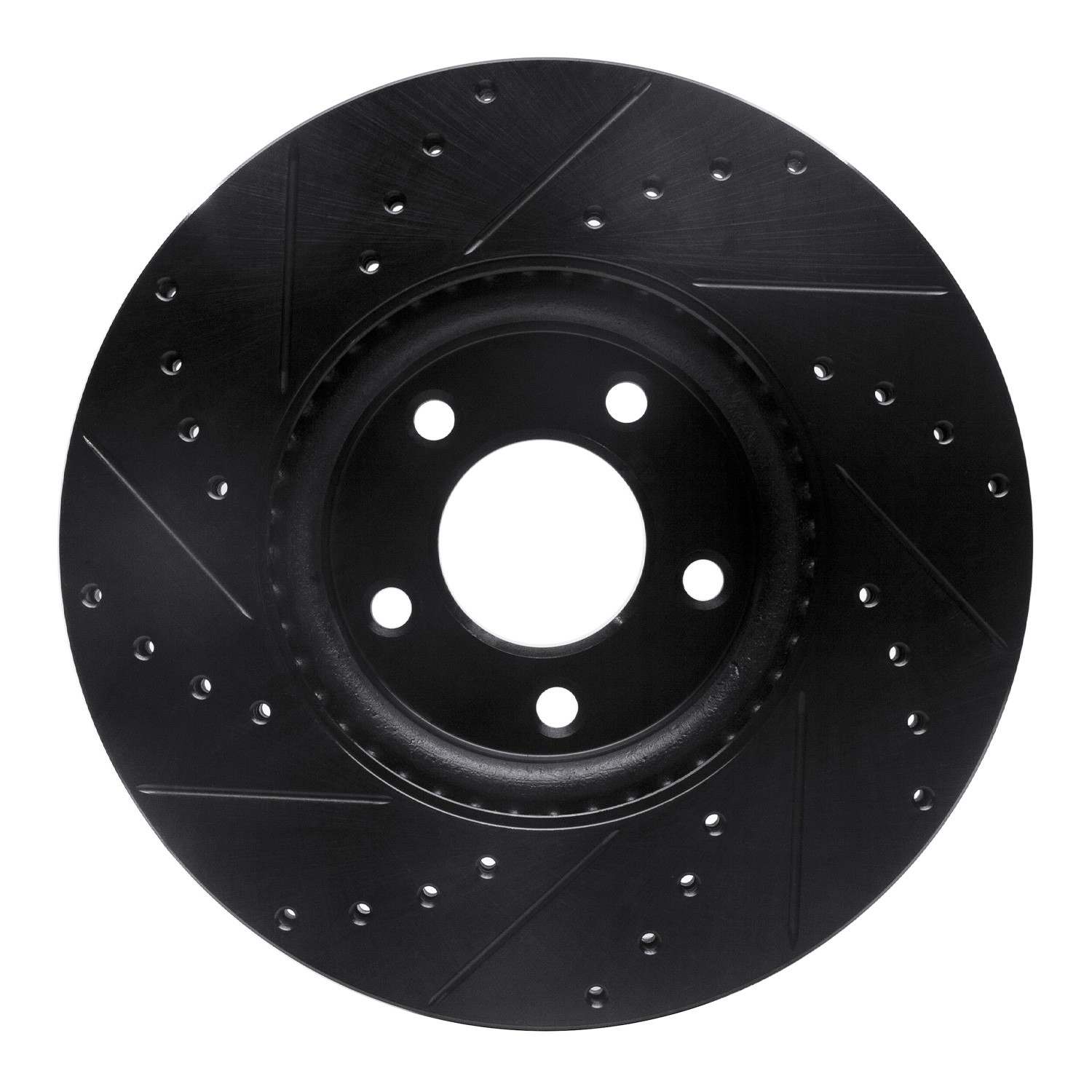 R1 Concepts 07-13 Mazda 3 Front Right Drilled & Slotted Black Brake Rotor - Image 2