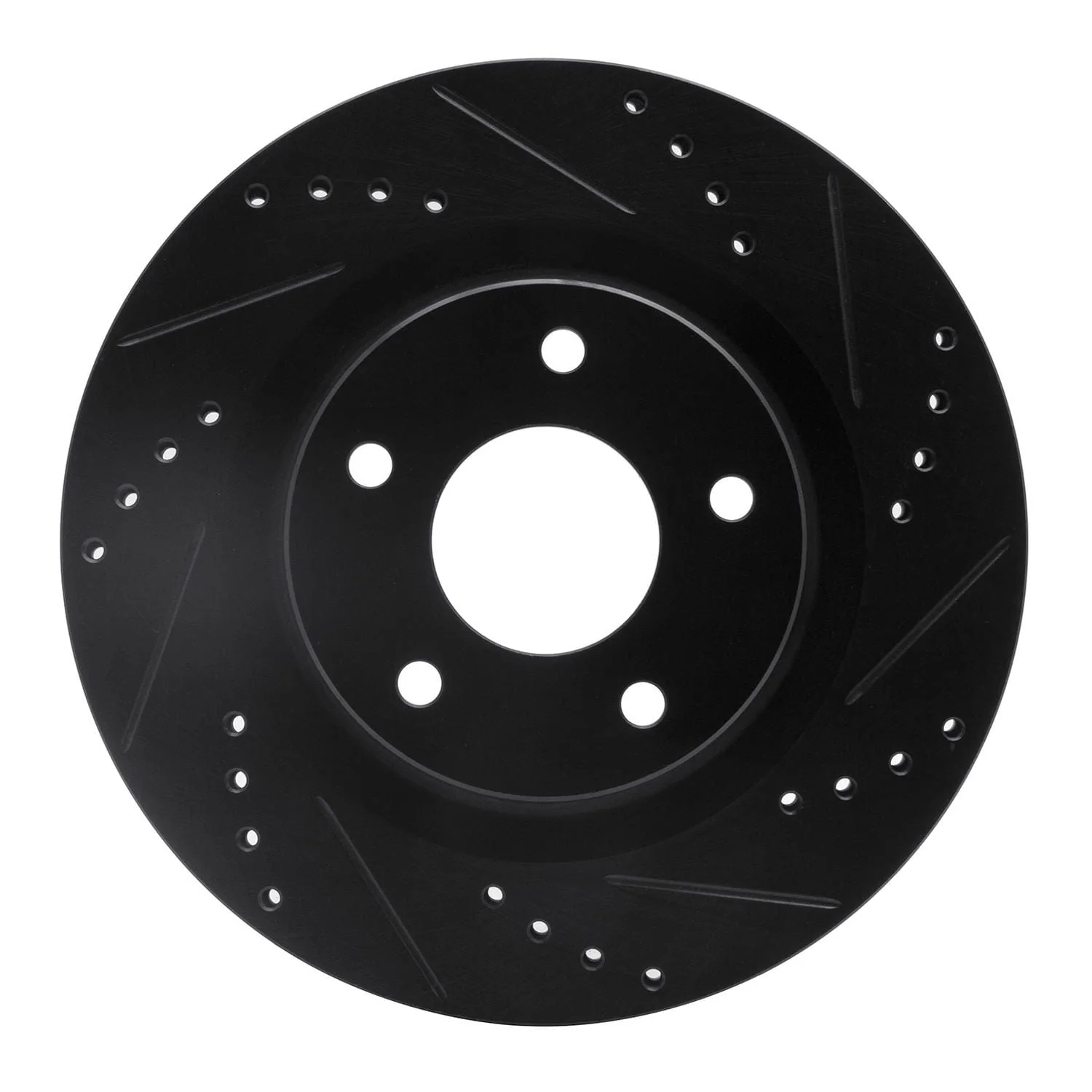 R1 Concepts 07-13 Nissan Altima Front Right Drilled & Slotted Black Brake Rotor