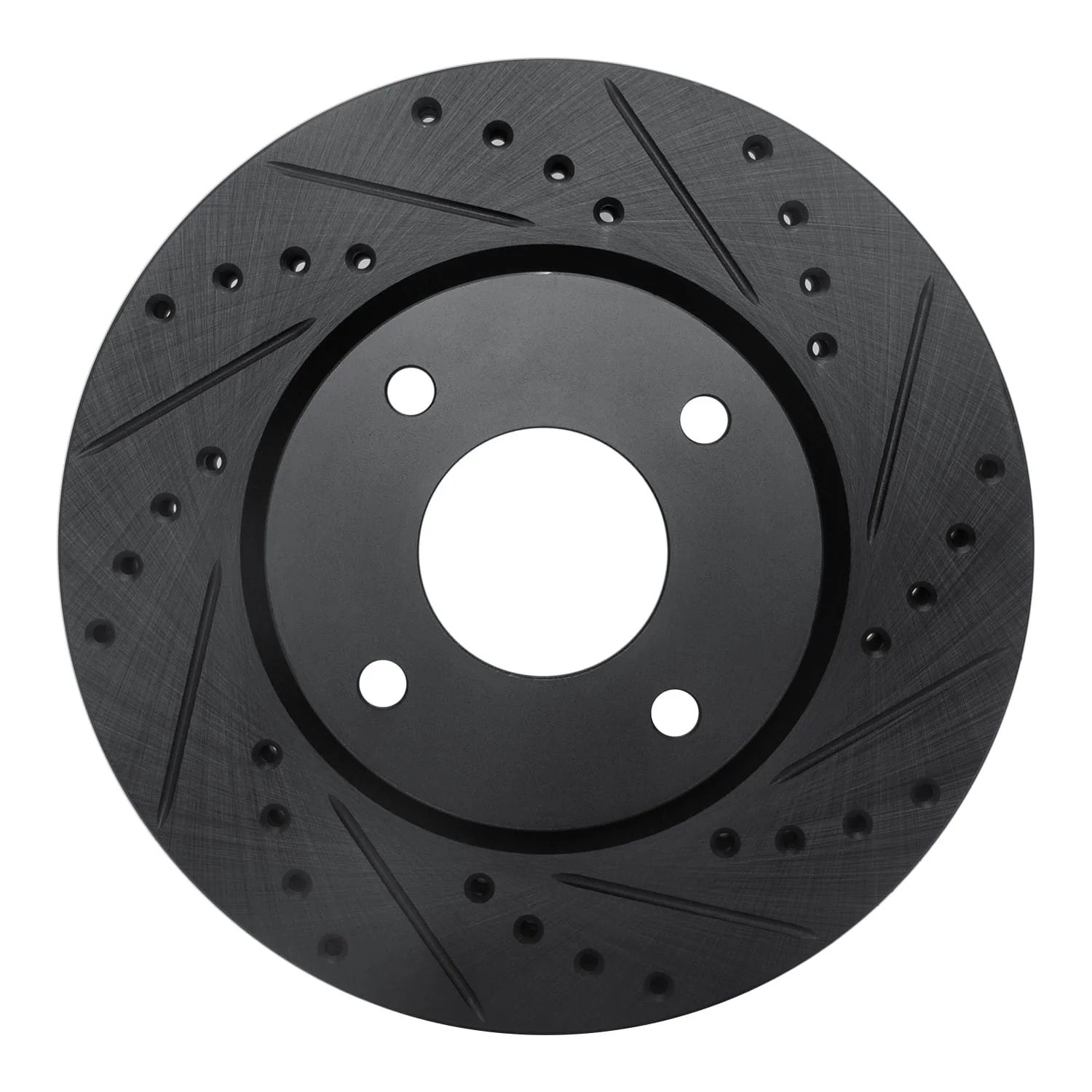 R1 Concepts 07-14 Nissan Cube Front Right Drilled & Slotted Black Brake Rotor