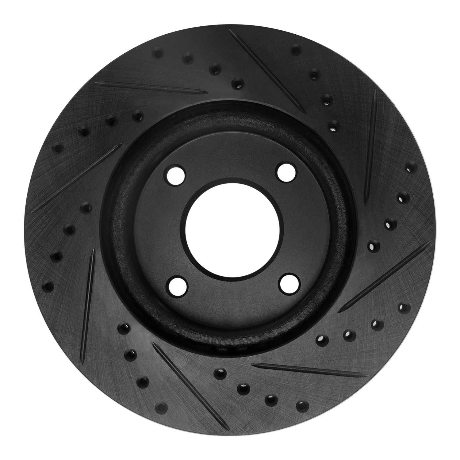 R1 Concepts 07-14 Nissan Sentra Front Left Drilled & Slotted Black Brake Rotor - Image 2