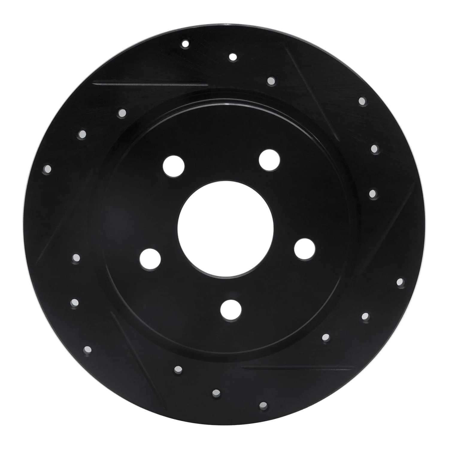 R1 Concepts 07-14 Suzuki SX4 CrossOVER Rear Right Drilled & Slotted Black Brake Rotor - Image 3