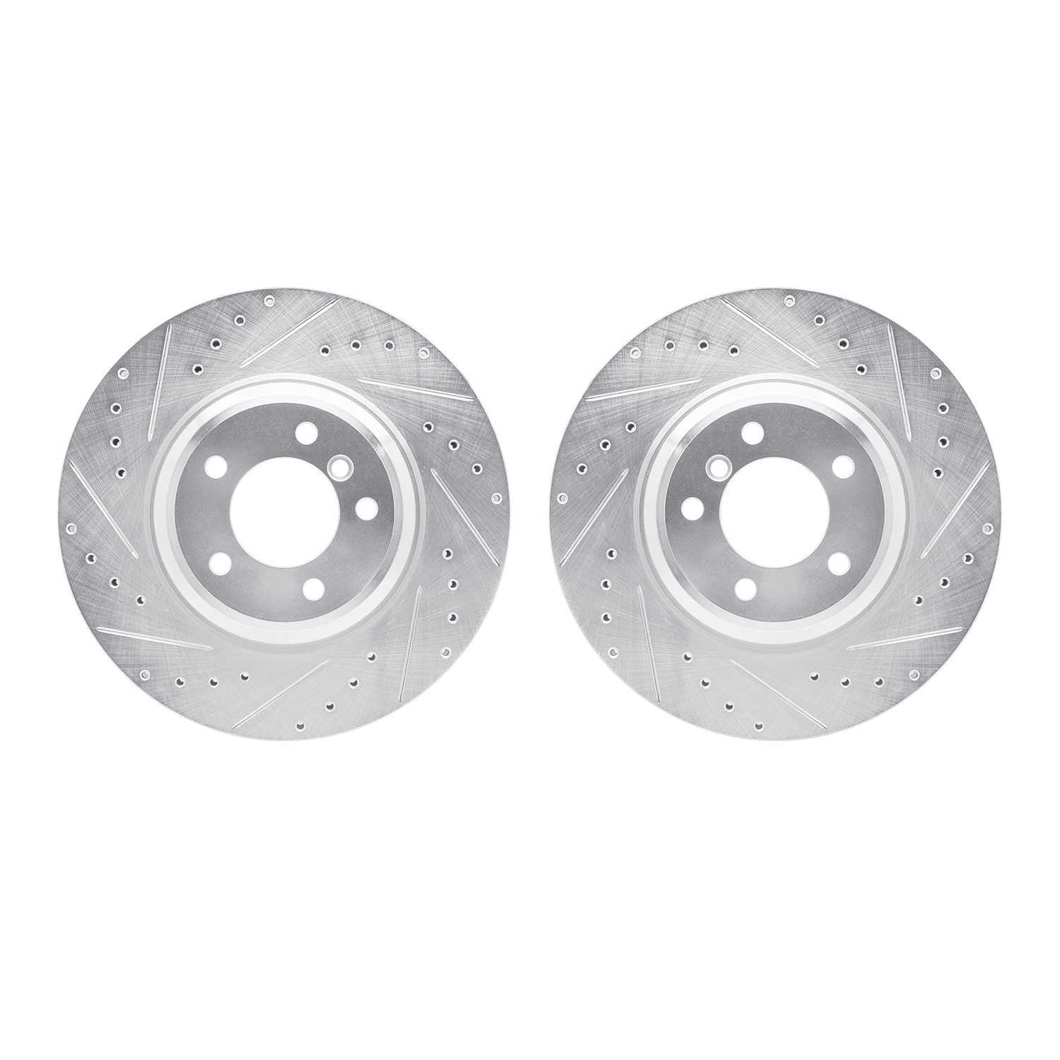 R1 Concepts 07-15 BMW 335d Front Drilled & Slotted Silver Brake Rotor Set